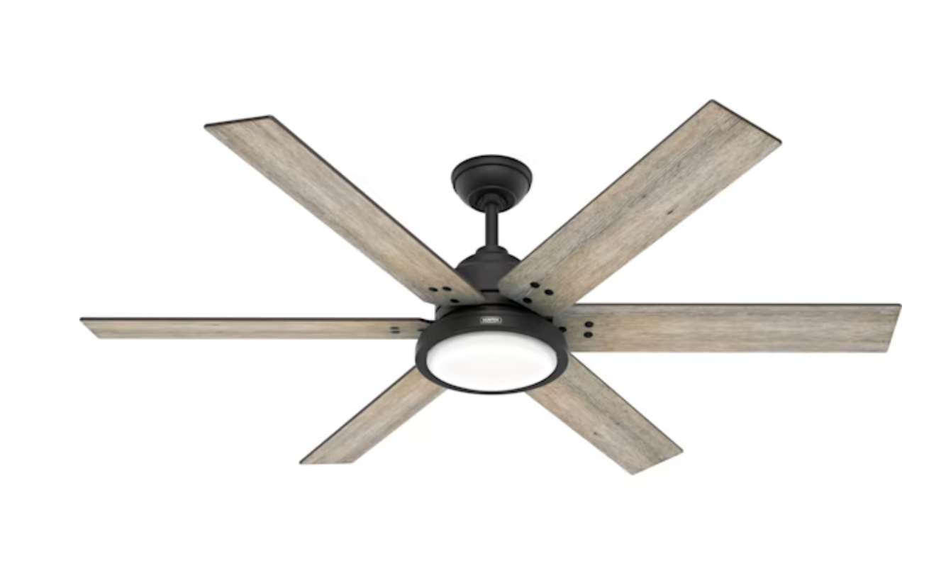 Warner 60 Inch Black Ceiling Fan with Remote Control - Energy Efficient Indoor Cooling for Living Room, Bedroom, and Patio