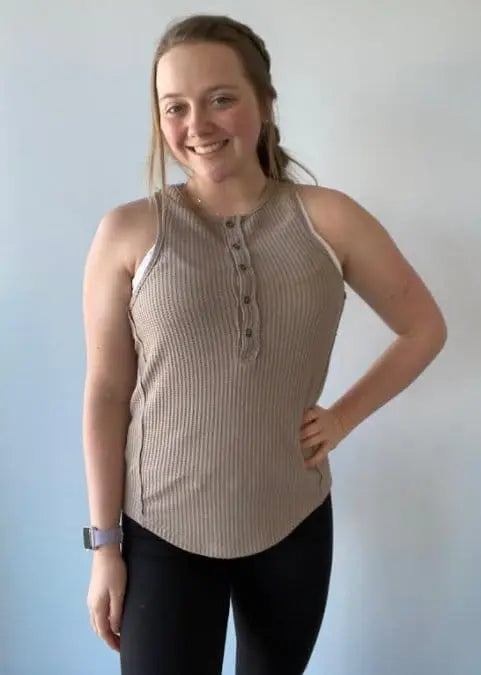 Mocha Knit Tank Top for Women - Soft Comfortable Summer Sleeveless Shirt - Perfect for Beach, Vacation & Casual Outfits