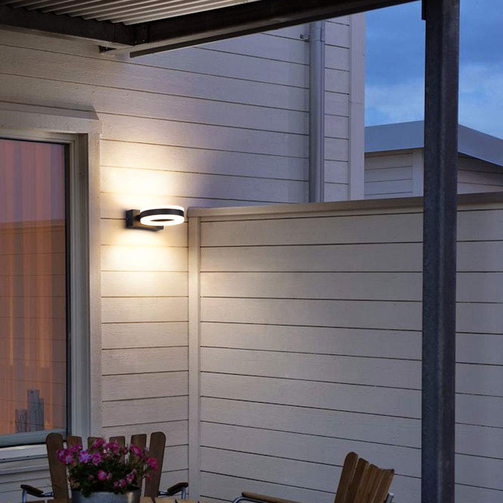 14W LED Modern Wall Light - Waterproof Outdoor Wall Sconce with Up/Down Lighting, Matte Black Finish - Perfect for Hallways, Porches, Hotels, Yards, Doorways & Garden Pathways (Indoor/Outdoor Use)