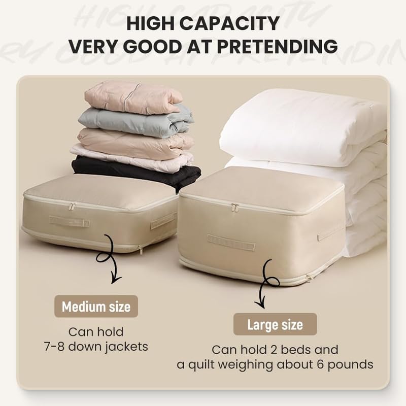 2024 New Space Saving Self Compression Organizer – Large Capacity Duvet Storage Bag, Heavy Duty Moving Organizer for Comforters & Bedding (Blue) – Perfect for Home Organization, Travel & Moving Storage