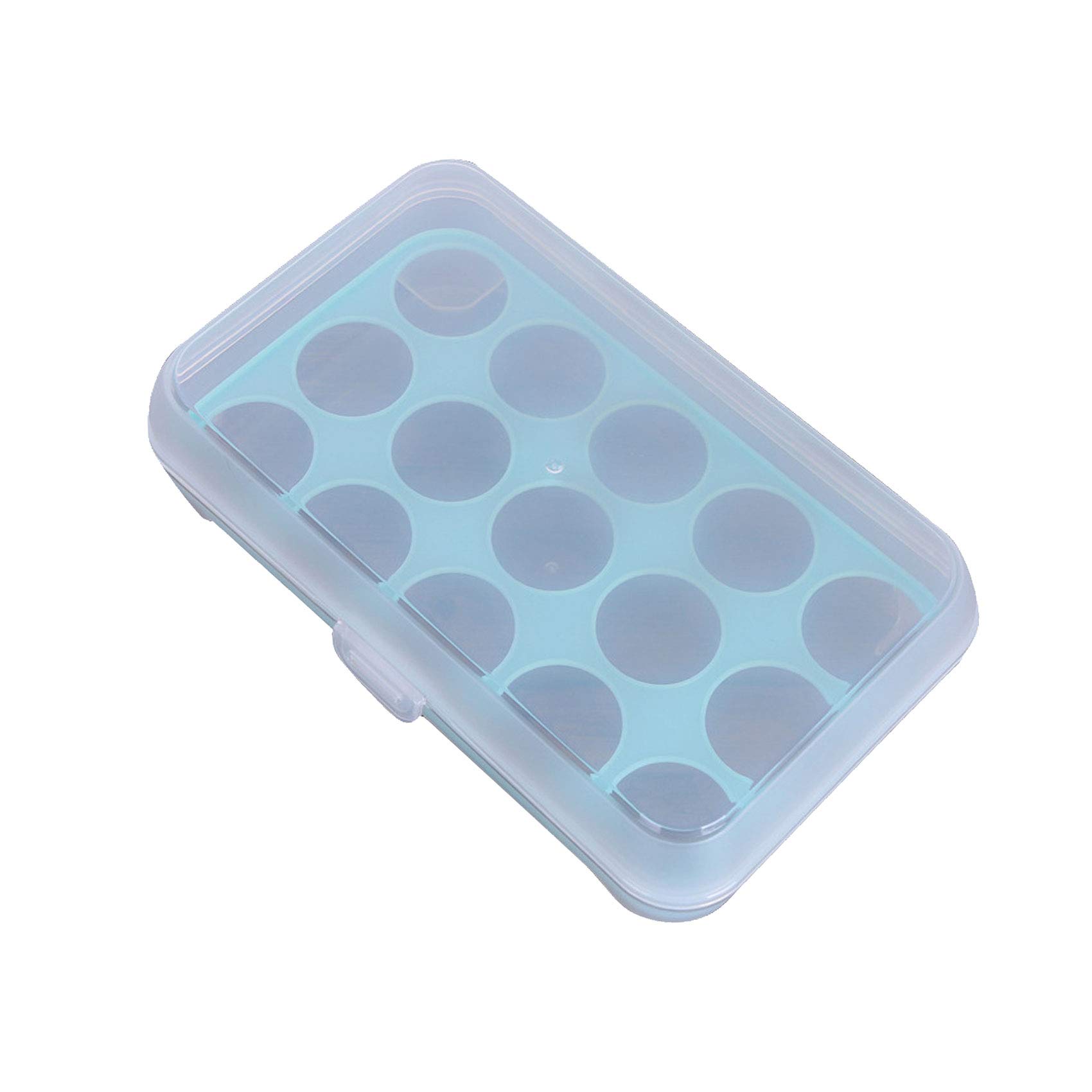 Plastic Deviled Egg Holder for Refrigerator - Stackable Egg Storage Container with Lid, Holds 15 Eggs (Blue) - Perfect for Picnics, Parties & Meal Prep