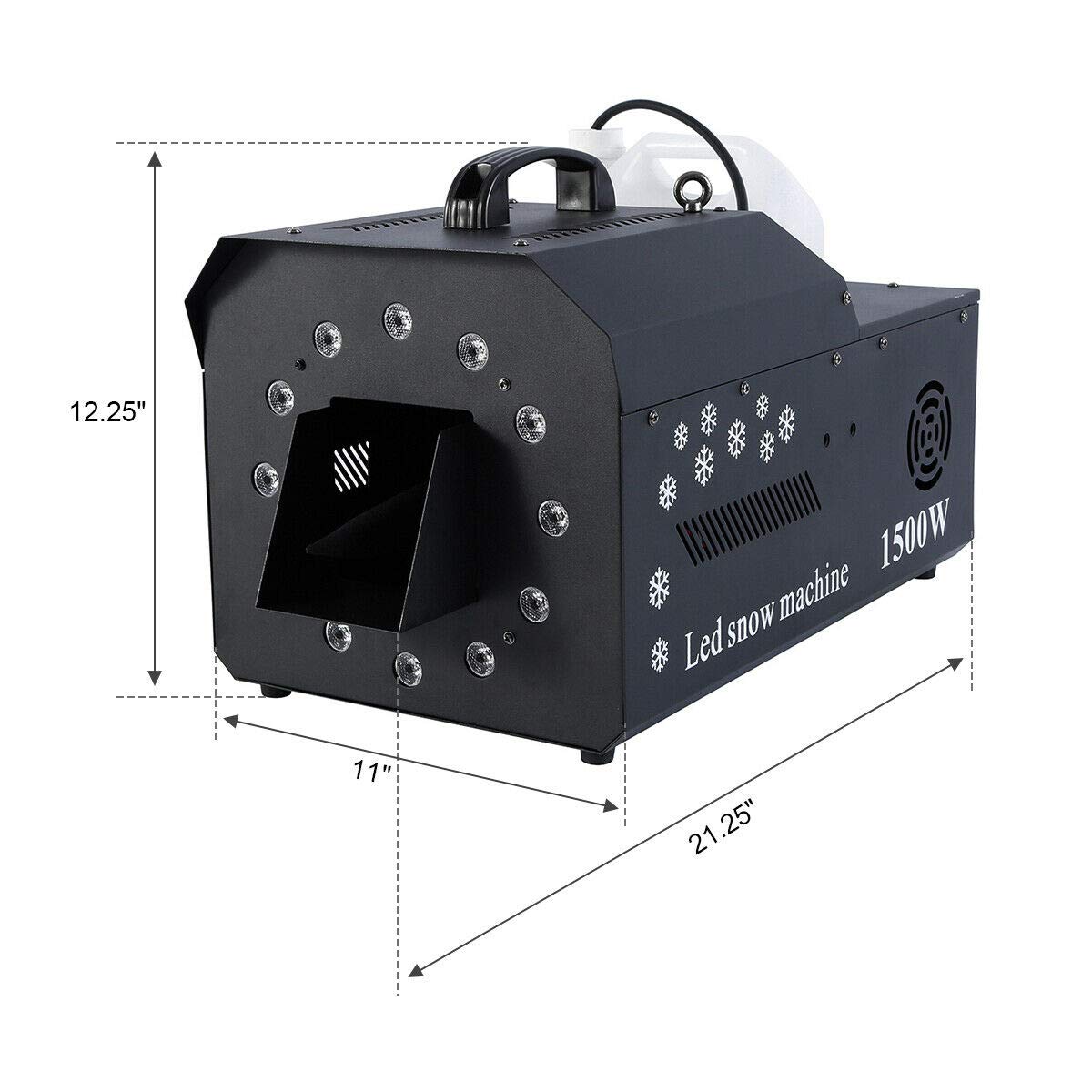 1500W Professional Stage Snow Maker Machine with DMX512 Control & RGB LED Lights - Remote Included for DJ Parties, Christmas Events, and Winter Themed Shows