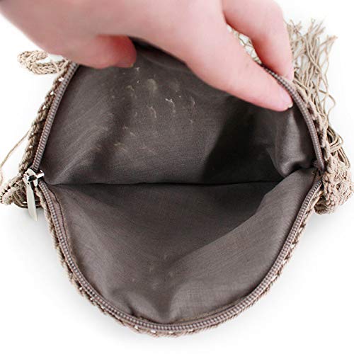 Handwoven Cotton Crochet Crossbody Bag for Women - Mini Round Boho Shoulder Bag with Tassel Details | Perfect for Beach, Festival, and Everyday Use