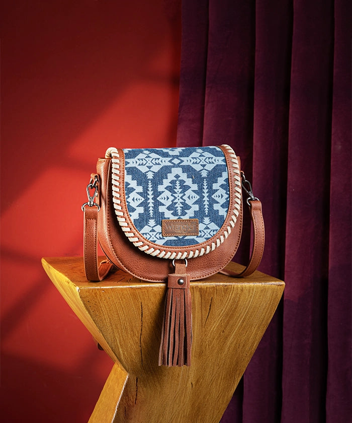 Wrangler Aztec Print Mini Crossbody Purse for Women - Stylish Boho Handbag with Adjustable Strap - Perfect for Travel, Shopping & Everyday Use