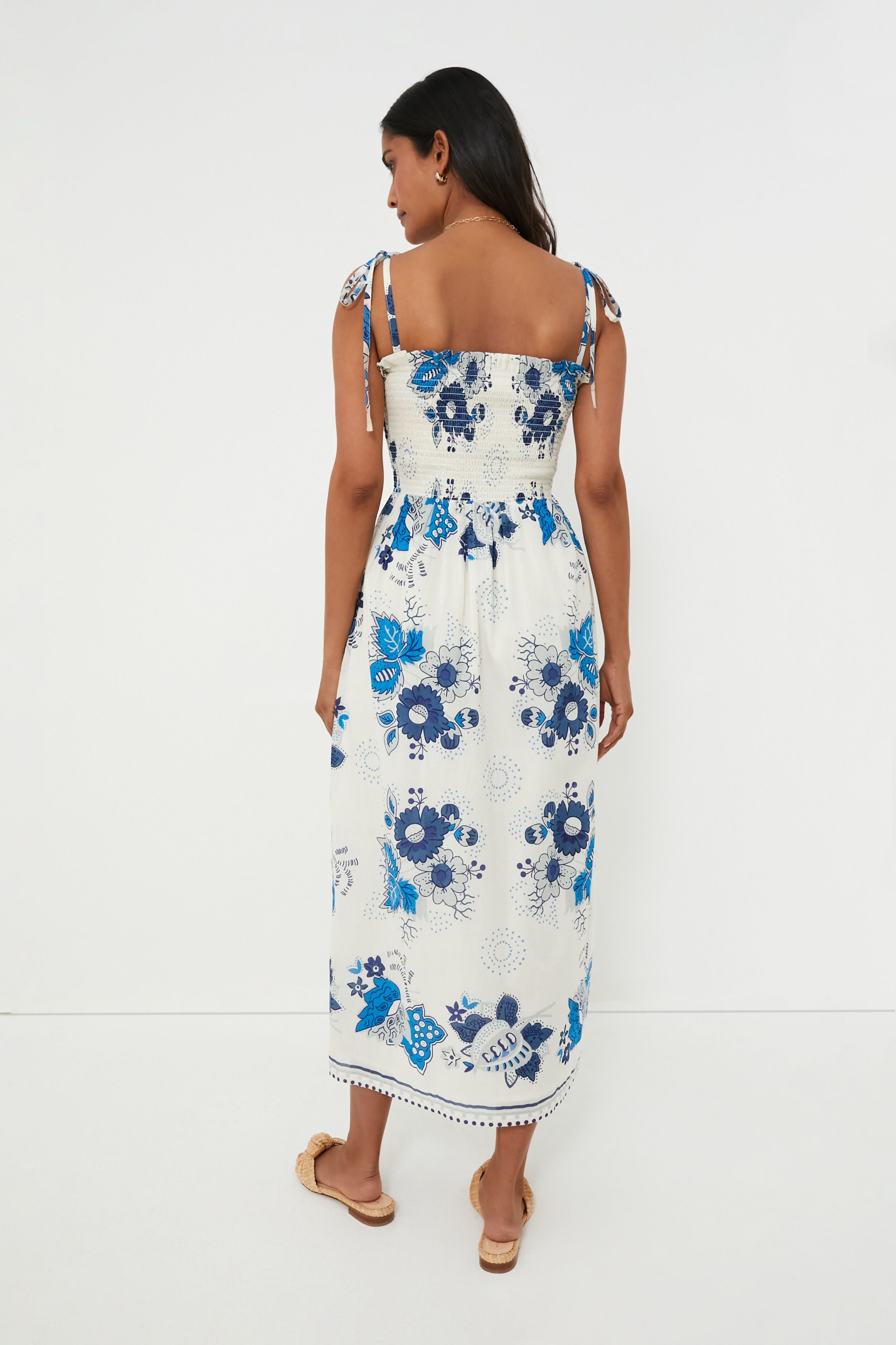Blue Royal Kaia China Panel Dress - Elegant Floral Print Maxi Dress for Women | Perfect for Weddings, Parties & Special Occasions
