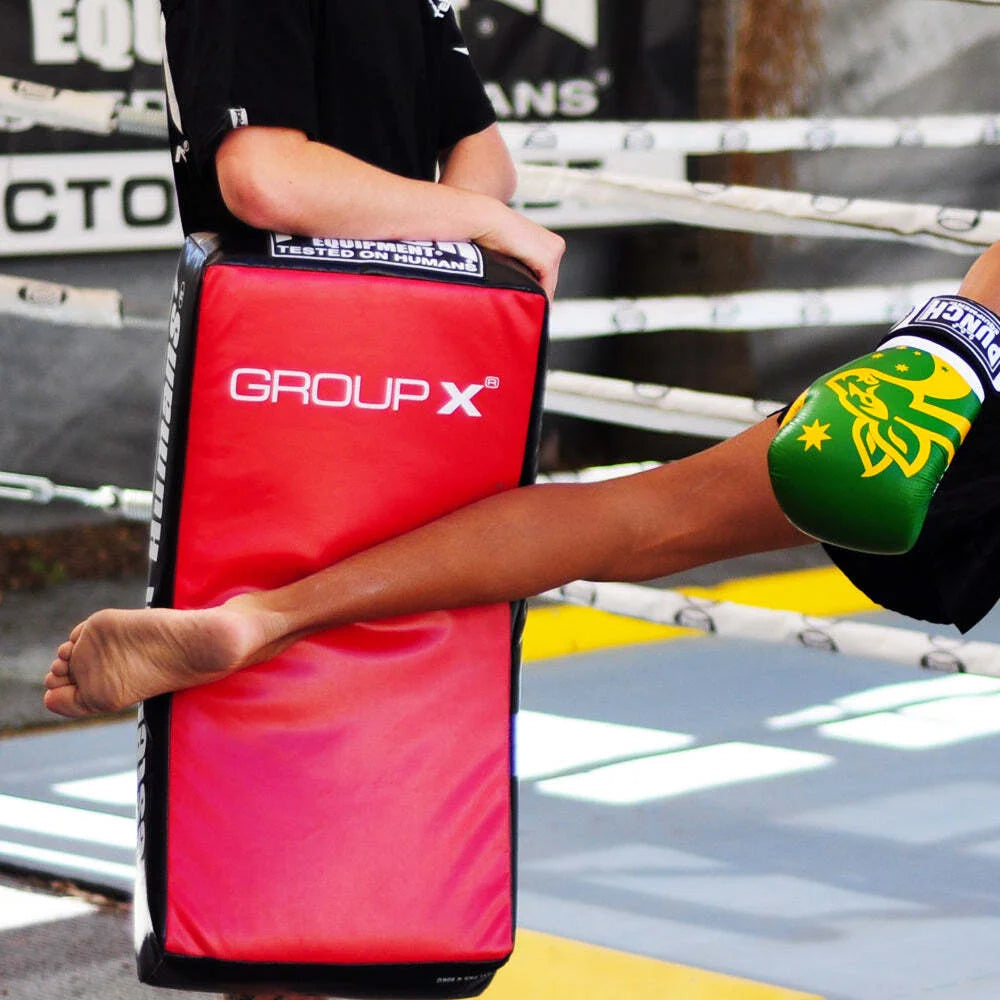 KICK SHIELD GroupX® Red/Black - High-Quality Martial Arts Training Gear for MMA, Kickboxing & Self-Defense Practice