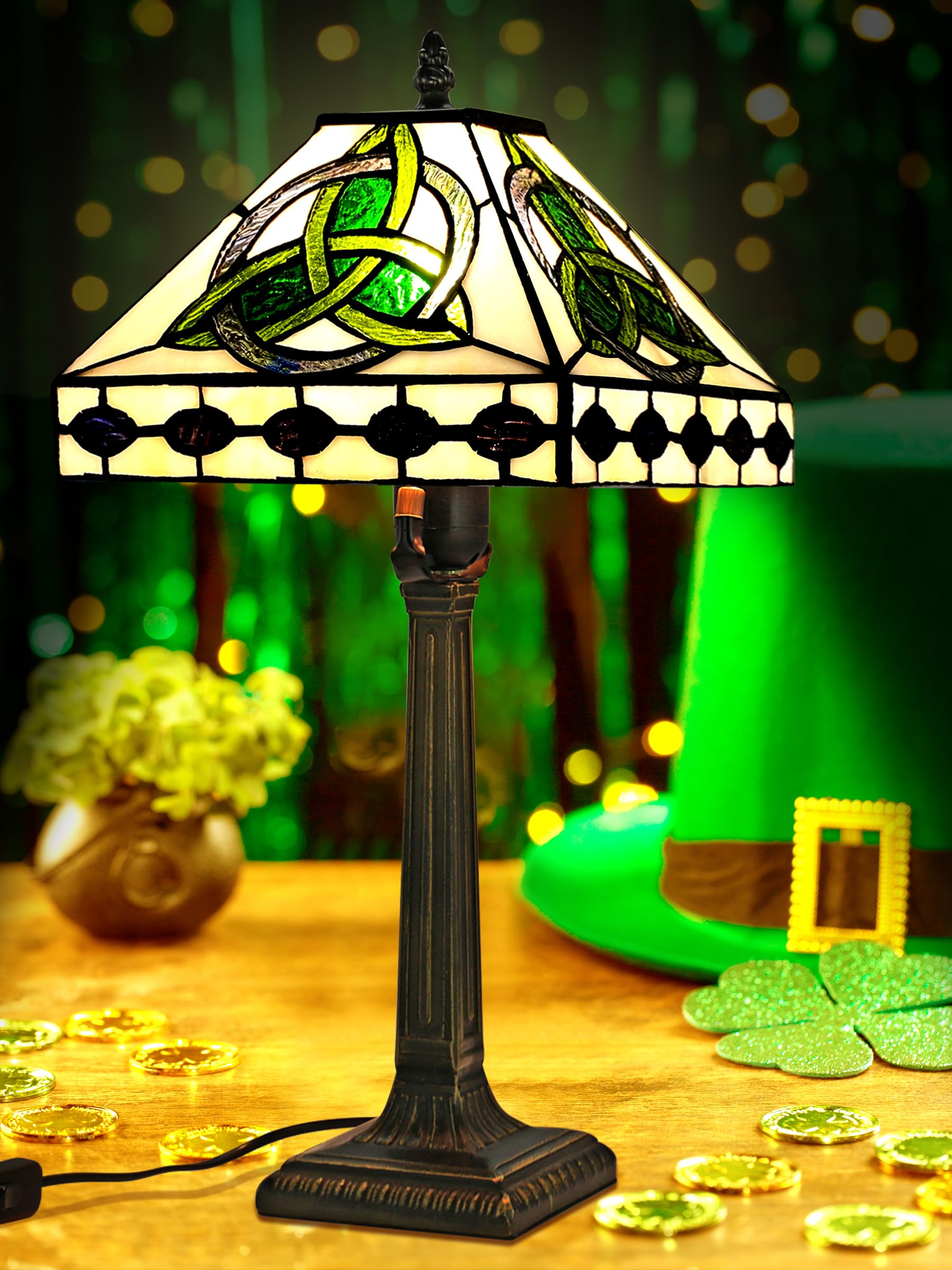 KY&BOSAM Tiffany Round Celtic Table Lamp - 18