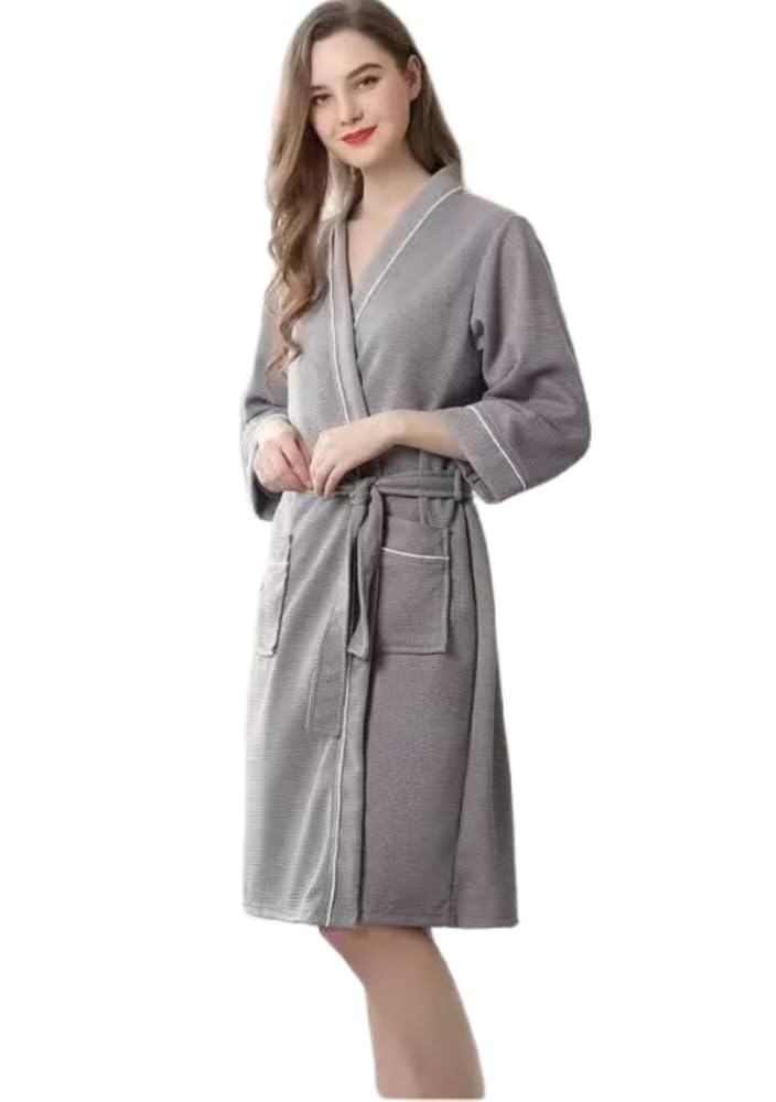 Unisex Cotton Waffle Bathrobe for Women & Men - Soft Dressing Gown & Nightwear Pajamas - Perfect for Spa, Lounging & After Shower Comfort