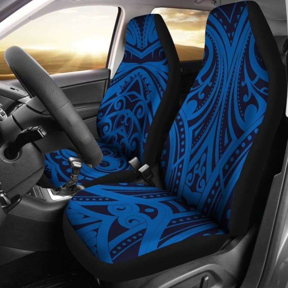 Premium Blue Tribal Polynesian Car Seat Covers - Universal Fit for Cars, Trucks & SUVs - Stylish & Durable Protection for Home, Travel & Outdoor Adventures