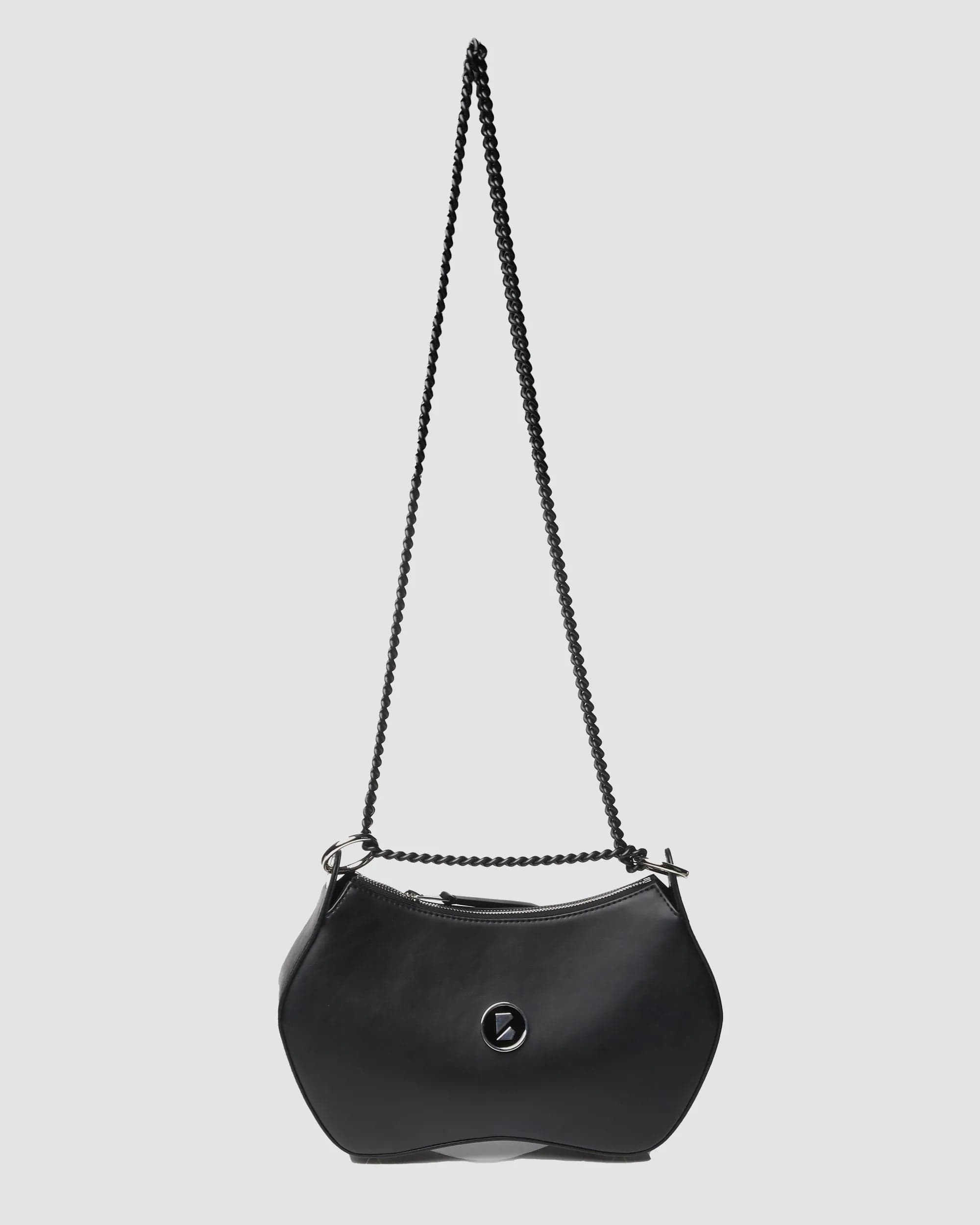Vamp B Bag Grape Leather Crossbody Purse for Women | Black | Fashionable Shoulder Bag for Daily Use, Travel & Evening Out