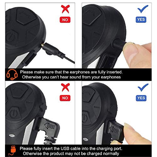 QSPORTPEAK 2X BT-S3 Motorcycle Bluetooth Intercom Headset - 2 Pack, Wireless Helmet Communication System with Noise Cancelling Mic for Riding, Skiing, Snowmobiling & Outdoor Adventures