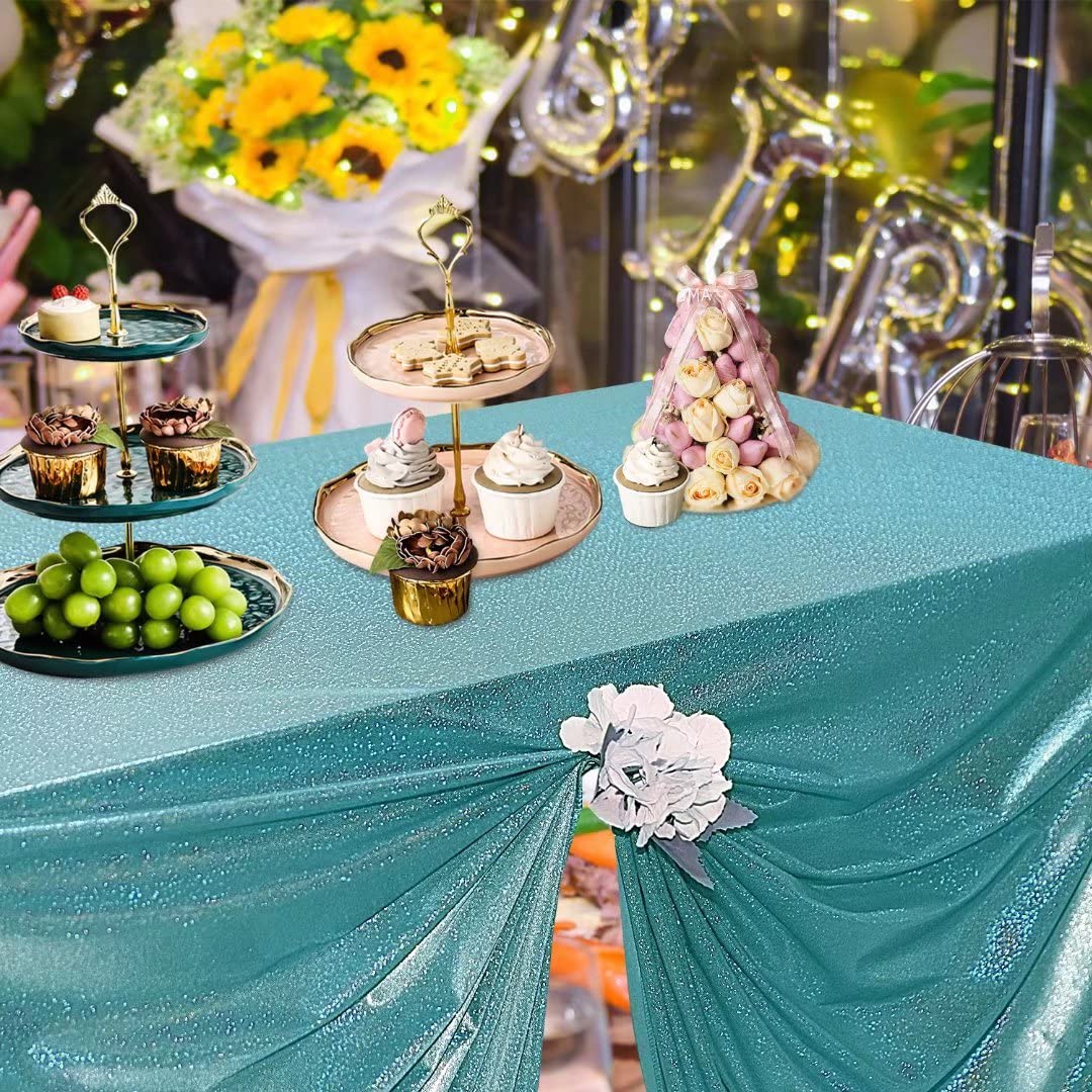60x120 Inch Sparkling Sequin Tablecloth - Glitter Laser Rectangle Table Cover for Wedding, Baby Shower, Birthday Party, Holiday Banquet Decor (Teal) | Perfect for Cake Tables, Buffet Displays & Special Event Centerpieces