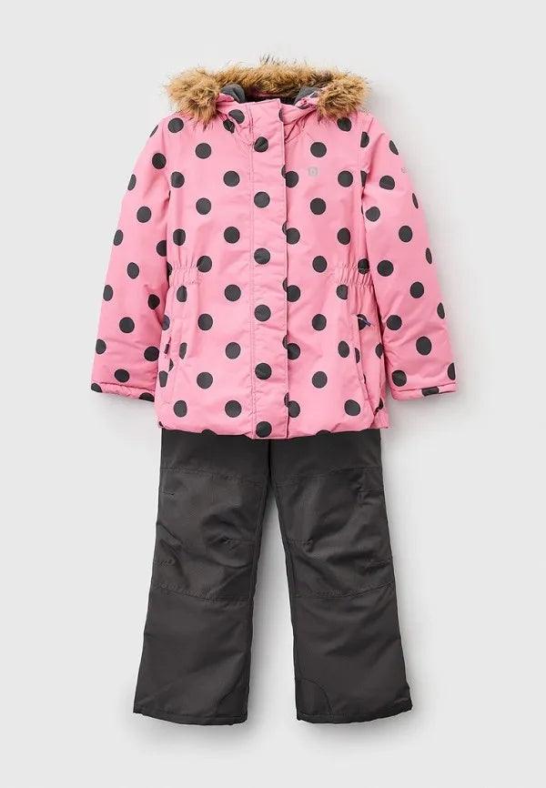 Gusti Girls Winter Snowsuit with Polkadot Design - Waterproof & Warm (Sizes 3T to 13/14 Years) - Perfect for Snow Play, Skiing & Outdoor Winter Activities