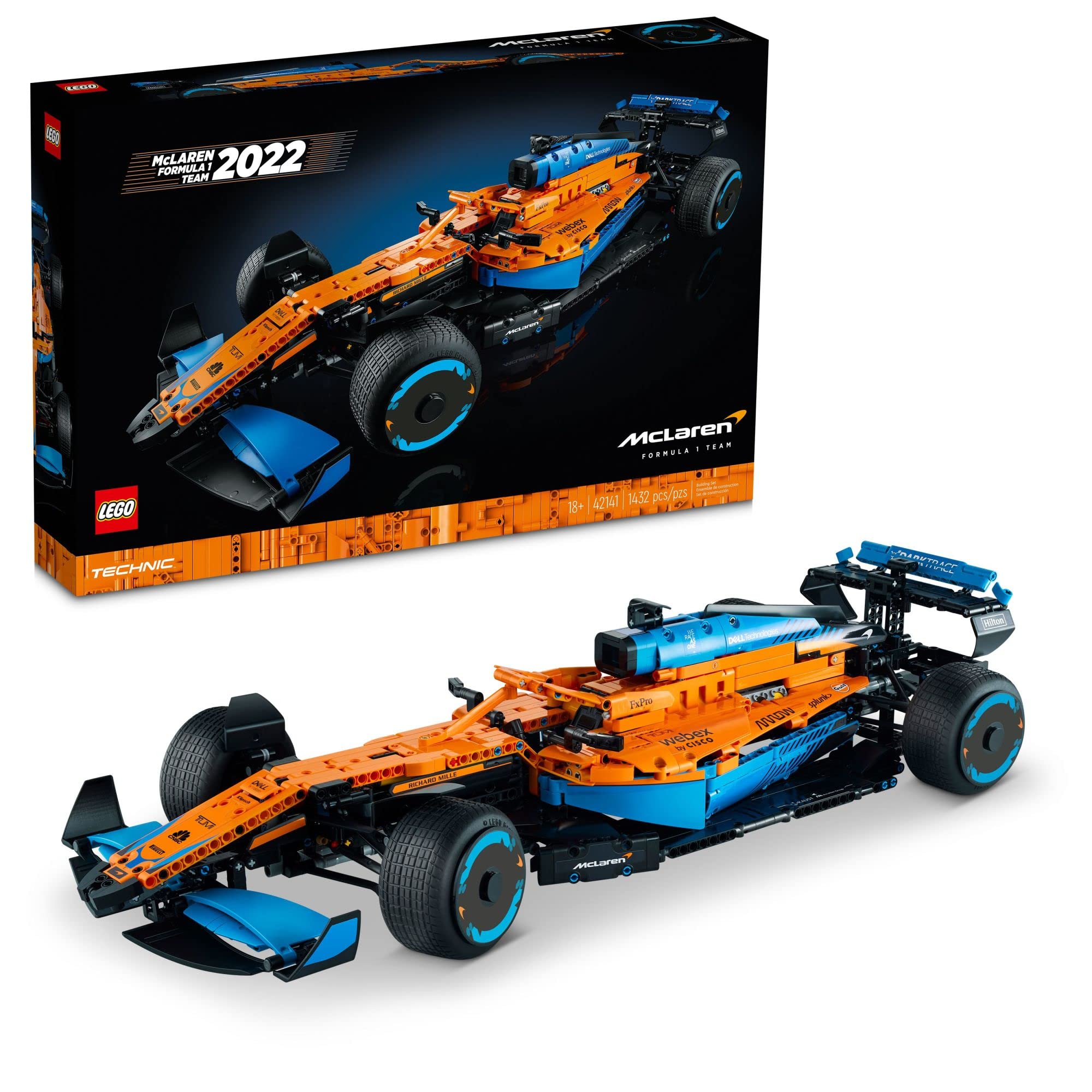 LEGO 42141 Technic McLaren Formula 1 2022 Race Car Building Kit - 1487 Pieces, F1 Collector's Model for Adults, Perfect Gift for Men & Women - Display as Home Office Decor (Ideal for Racing Fans & LEGO Enthusiasts)