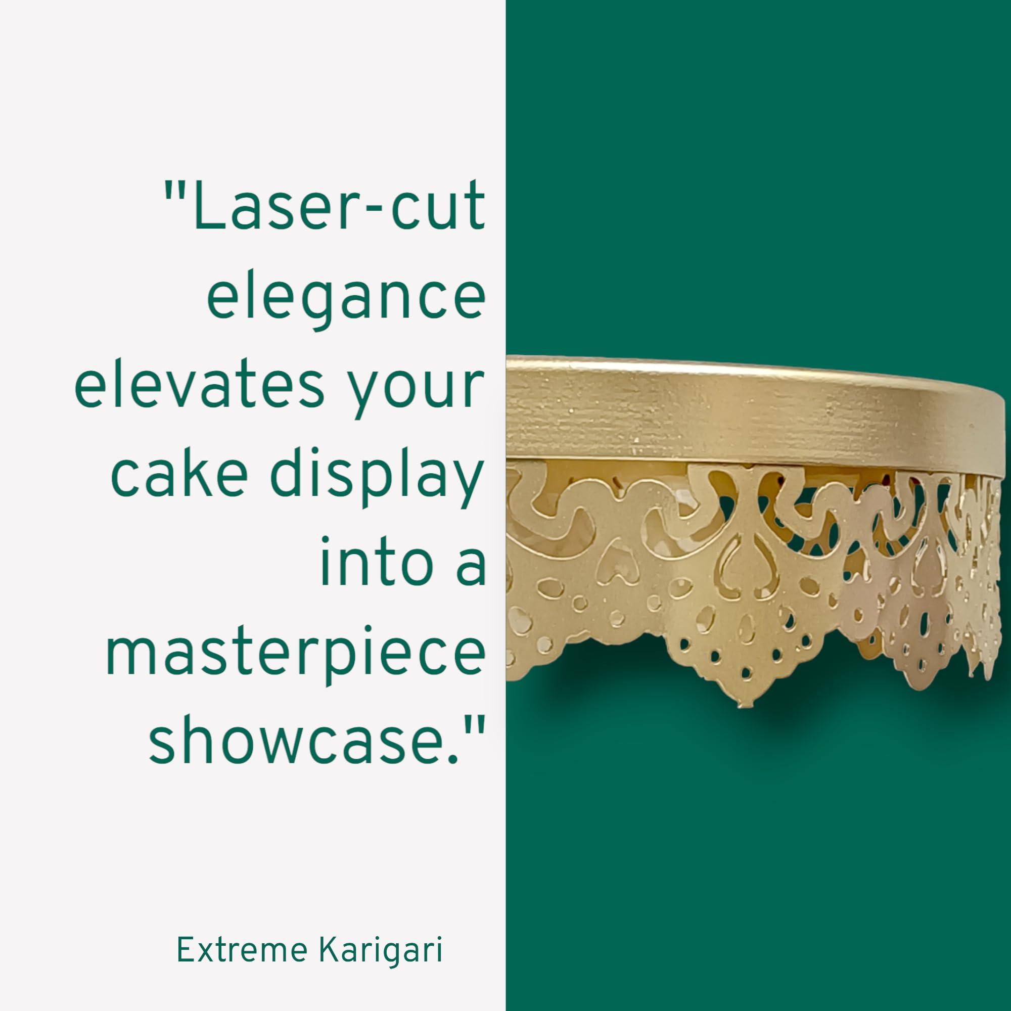 Extreme Karigari Gold Round Cake Stand | 10-Inch Iron & Metal Cake Stand for Weddings, Birthdays, and Dessert Displays | Durable Decorative Serving Tray for Parties