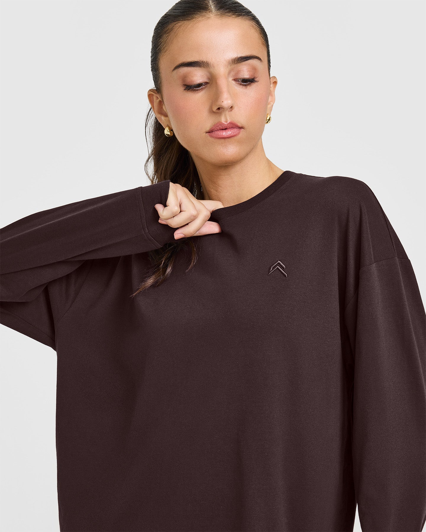 Classic Oversized Lightweight Long Sleeve T-Shirt for Women - Soft Comfortable Casual Top in Plum Brown | Perfect for Layering, Fall Outfits & Everyday Wear
