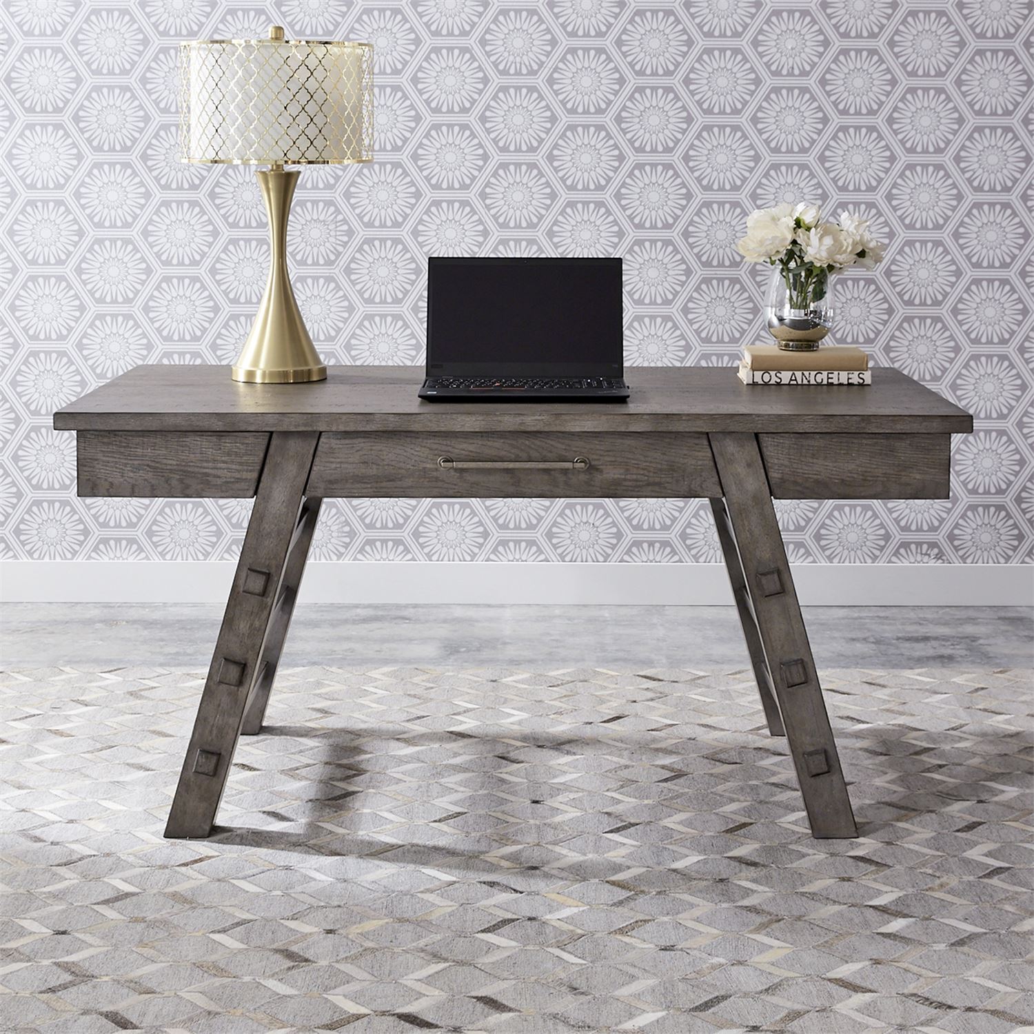 Modern Farmhouse Office Desk - Rustic Wooden Writing Table with Storage Drawers for Home & Workspace - Perfect for Remote Work, Study & Creative Projects