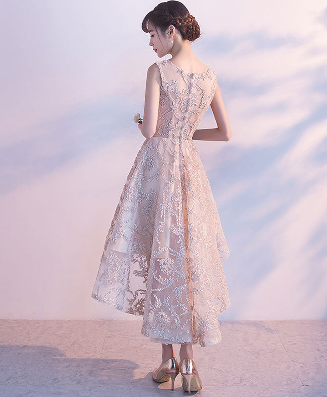 Elegant Champagne High-Low Short Prom Dress for Homecoming - Perfect for Parties, Dances & Special Occasions