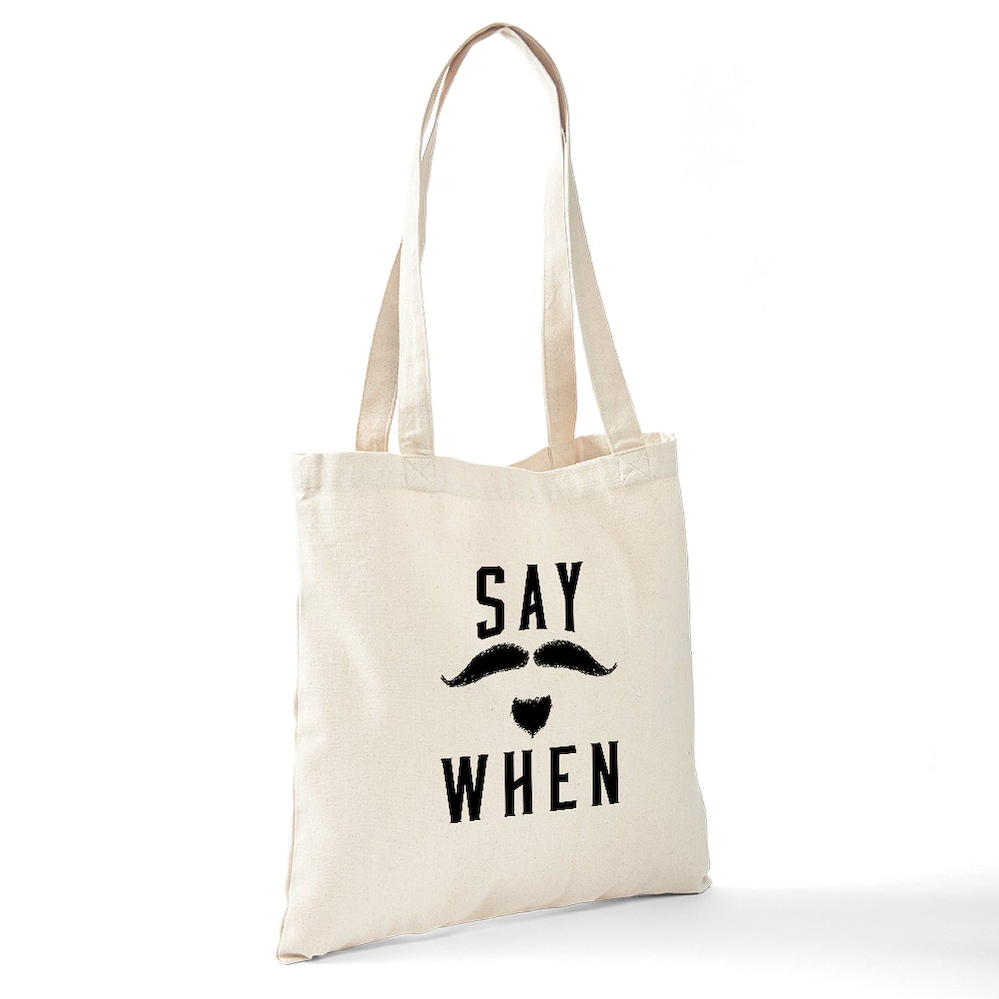 Eco-Friendly Natural Canvas Tote Bag - Reusable Shopping Bag with 'Say When' Print | Perfect for Groceries, Beach Trips & Everyday Use