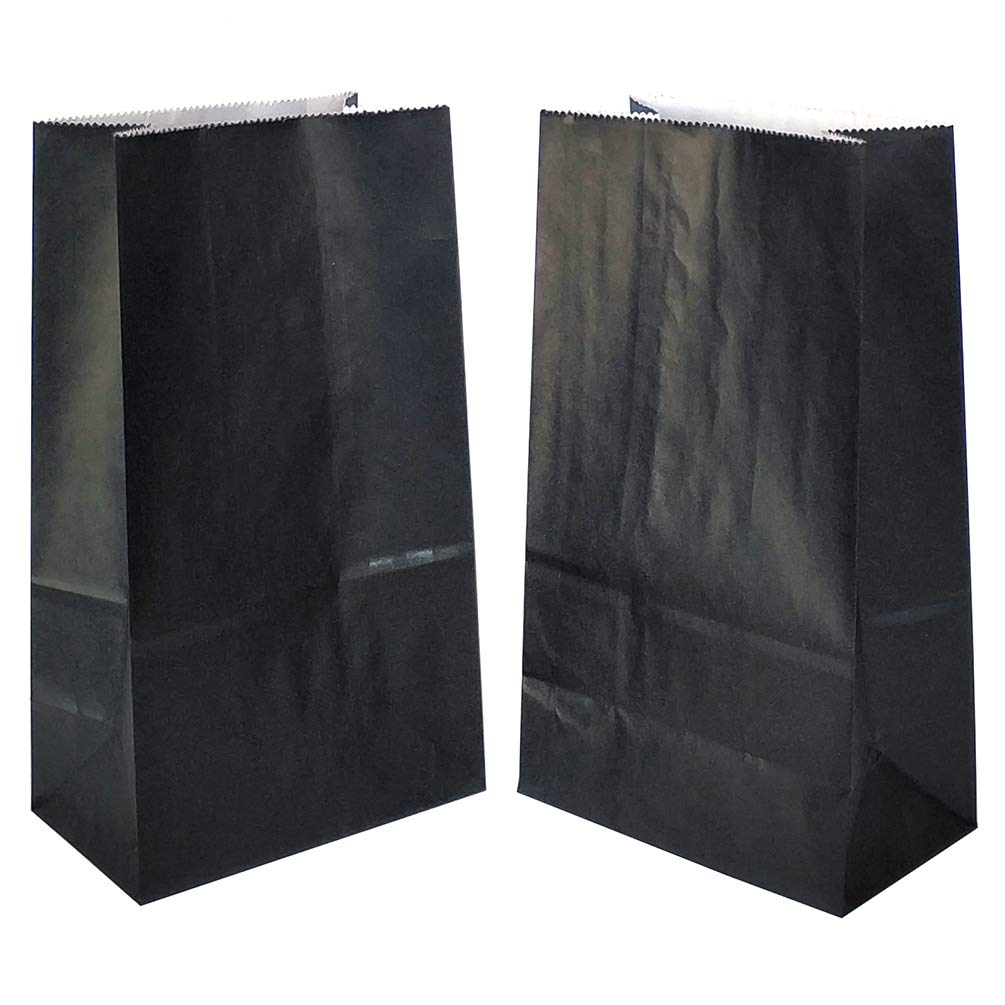 KEYYOOMY Mini Black Paper Bags - 100 Count Small Party Favor Bags (3.5x2.4x7.1 Inches) for Birthday Favors, Wedding Treats, Halloween Goodies & Lunch Snacks