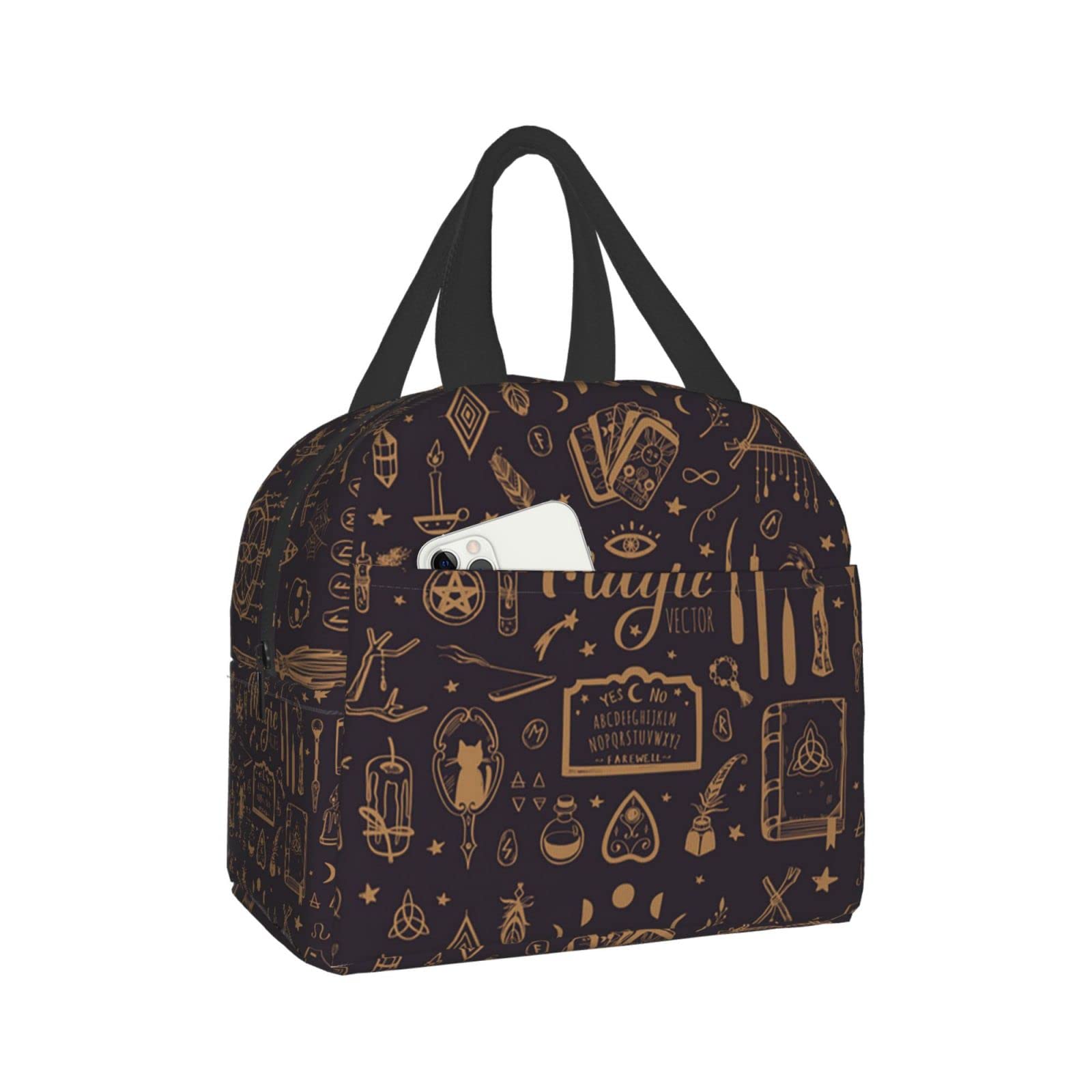 Insulated Lunch Bag for Women & Men - Reusable Water-Resistant Cooler Tote for Work, School, Picnic & Travel | Witchcraft-Themed Lunch Container for Adults & Kids | Perfect for Office, Camping & Daily Commute