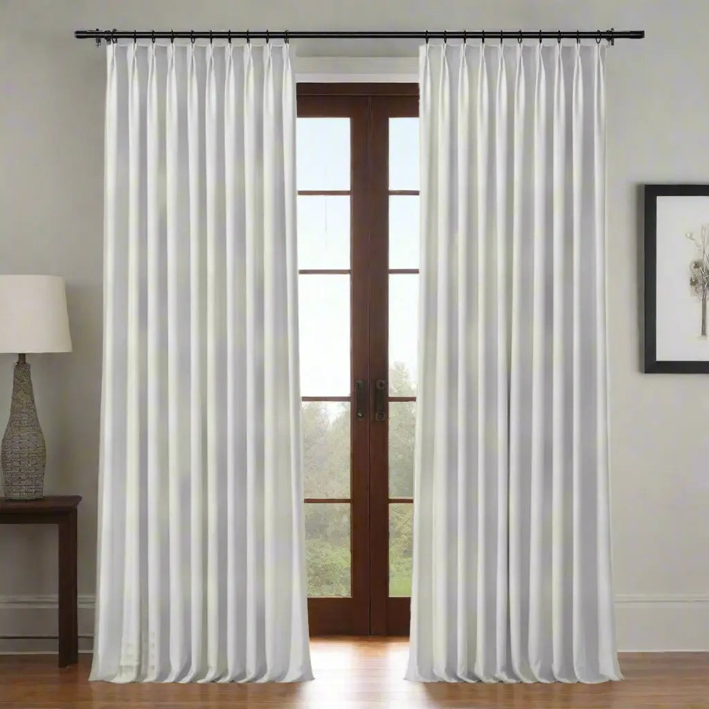 Lydia Cross Jacquard Pleated Curtains - Elegant Window Treatments for Living Room, Bedroom & Dining Room Decor