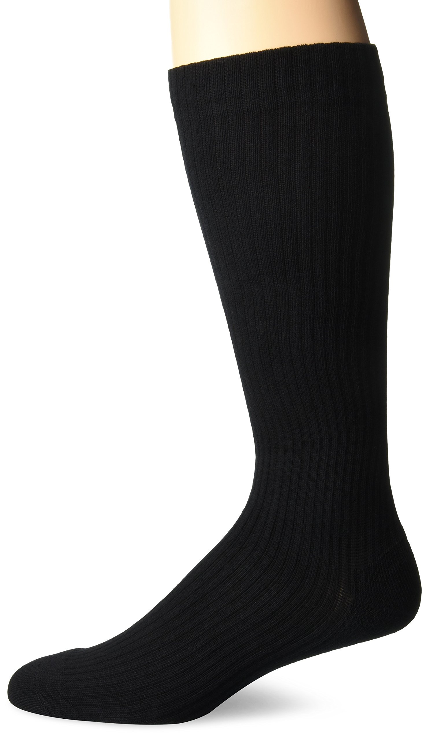 Breathable Ribbed Cotton Compression Socks with Cushioned Soles for Men & Women - Black, Large Size - Perfect for Running, Travel & Long Work Shifts
