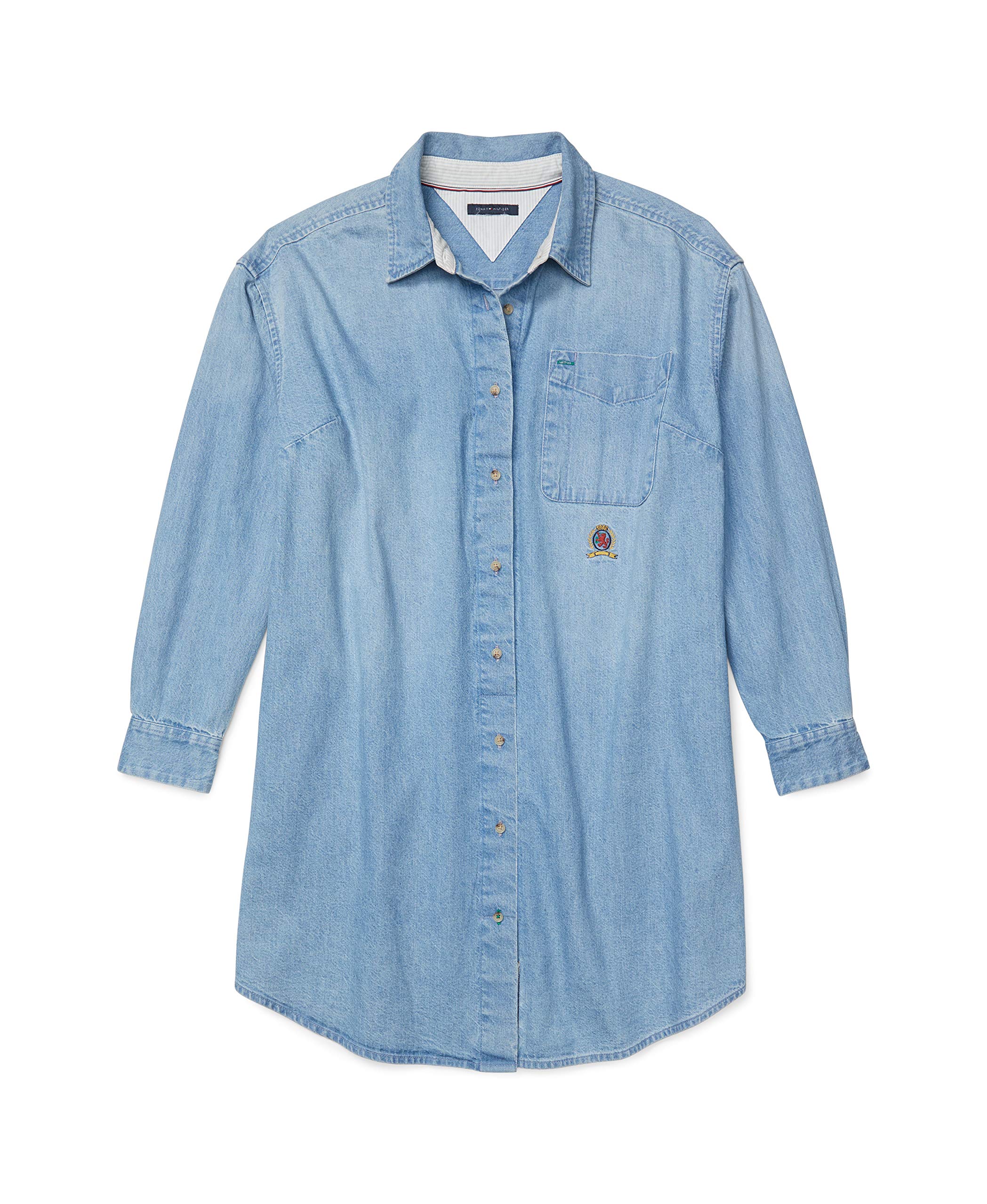 Tommy Hilfiger Women's Adaptive Shirtdress with Magnetic Buttons - Easy Wear for Disabilities & Arthritis | Comfortable Casual Dress for Wheelchair Users & Seniors | Office & Daily Wear