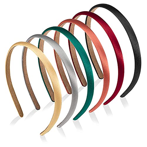 Belicia Satin Headbands for Women & Girls - Non-Slip Plastic Hair Bands (6-Pack) - Fashion Hair Accessories for Teens, Bangs Holder, Yoga, Makeup & Washing Face