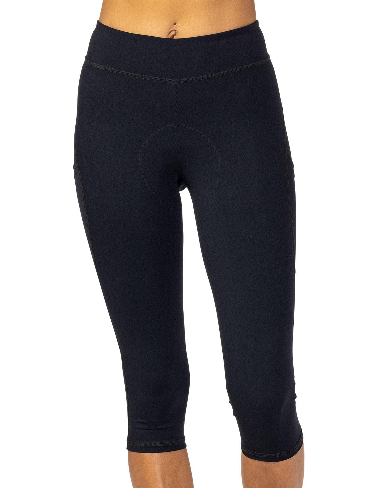 Women's Terry Bike Pants - Padded Cycling Capris with 20-Inch Length & High Waist for Comfort - Perfect for Road Biking, Commuting & Fitness Training