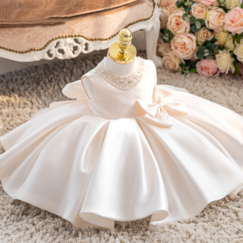 Sparkly Sequined Bow Puffy Formal Princess Dress for Baby Girls - Perfect for Birthday Parties, Special Occasions & Photo Shoots