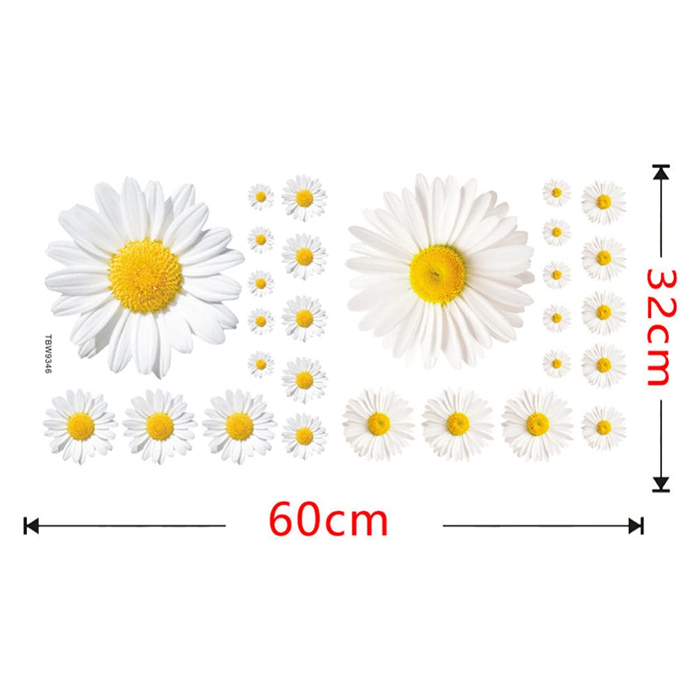 Toyvian 3D Daisy Flower Wall Stickers - Removable DIY Wall Decals for Home Decor | Bedroom, Living Room & Bathroom Wall Art | Perfect for Nursery, Wedding Backdrop & Photo Corner Decoration