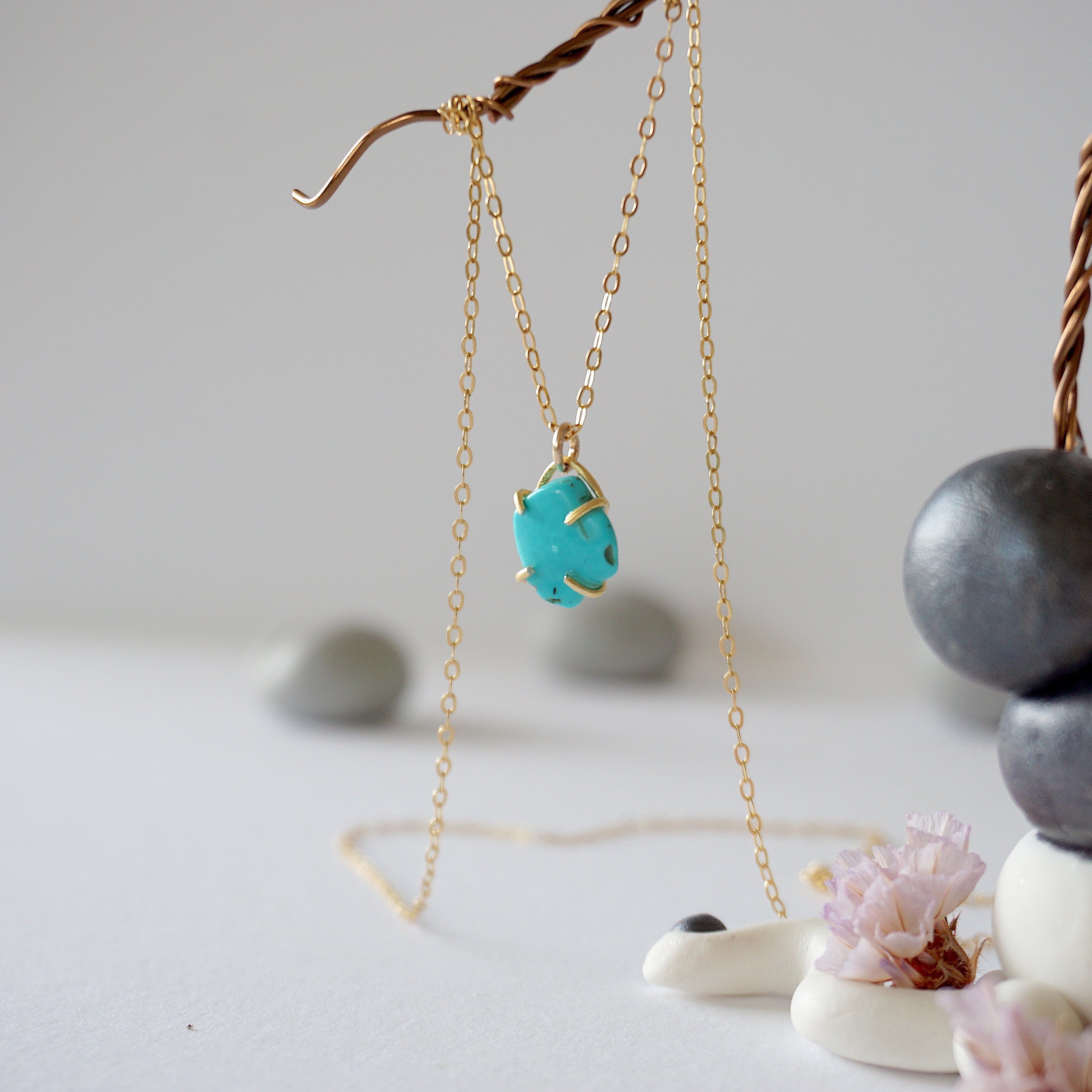 14K Gold Filled Turquoise Huggie Charm Necklace for Women - Dainty Boho Jewelry Gift for Her - Perfect for Everyday Wear, Date Nights & Special Occasions