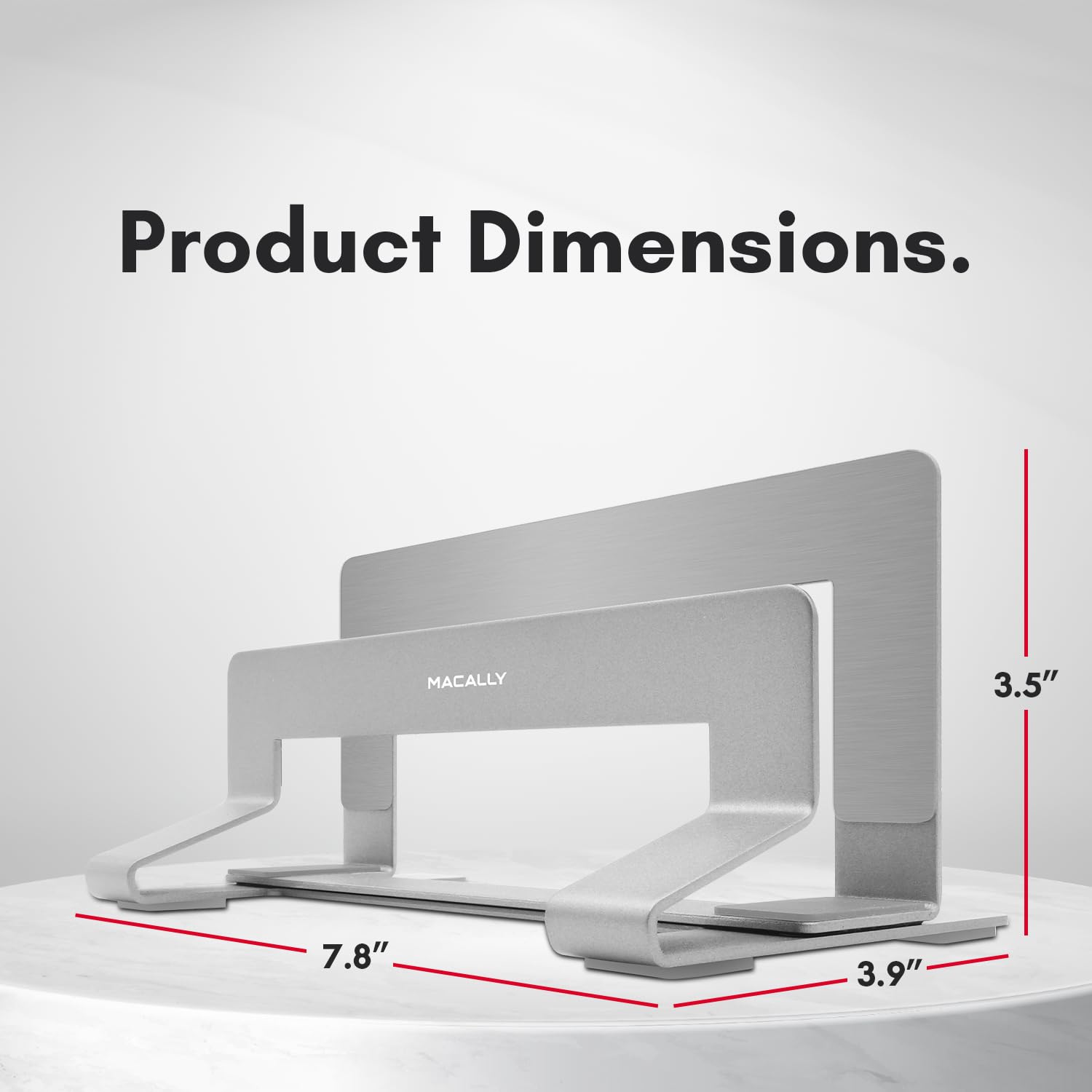 Macally Vertical Laptop Stand for Desk - Adjustable Space Saving Laptop Holder for MacBook Pro/Air | Improves Airflow & Organizes Workspace | Perfect for Home Office, Dorm & Small Spaces