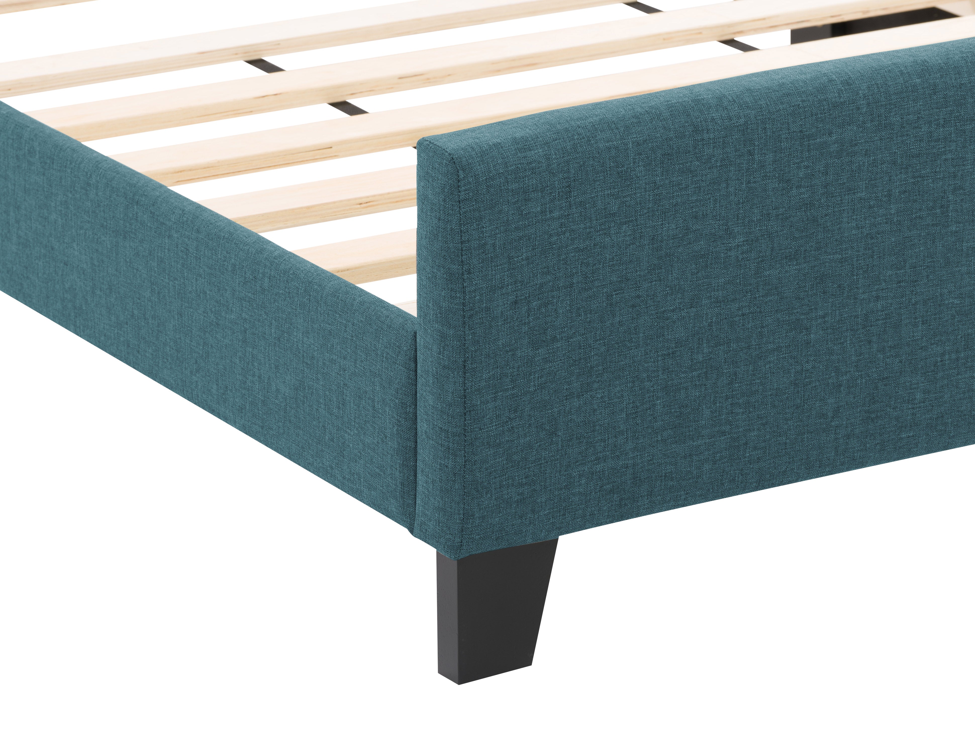 Ocean Blue Fabric Double Bed Frame with Wooden Slats - Sturdy & Stylish Platform Bed for Bedroom, Guest Room, or Dorm