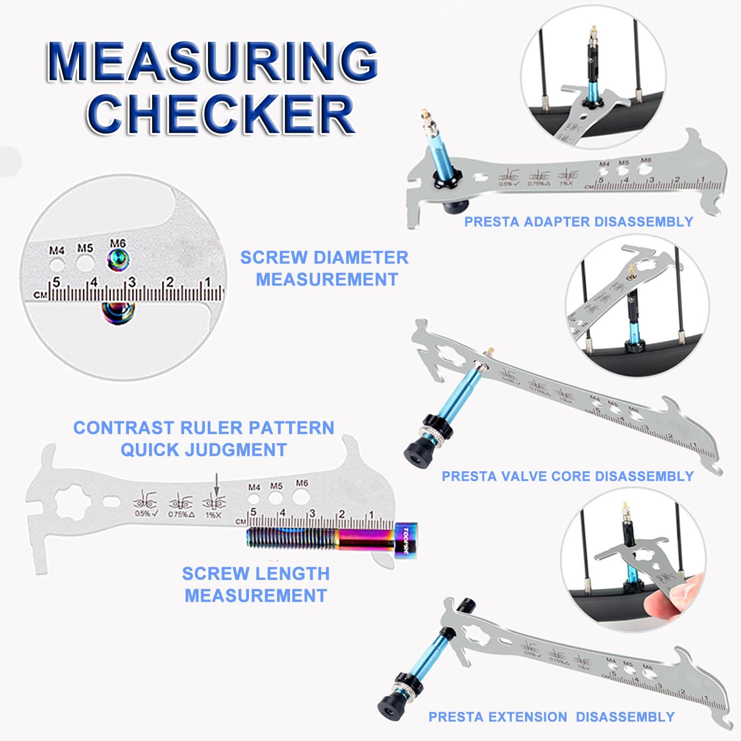 Bike Chain Checker Tool - Wear Indicator Gauge & Measuring Ruler for Mountain, Road & Folding Bikes - Essential Bicycle Maintenance Kit for Accurate Chain Wear Measurement - Perfect for DIY Bike Repairs and Tune-Ups
