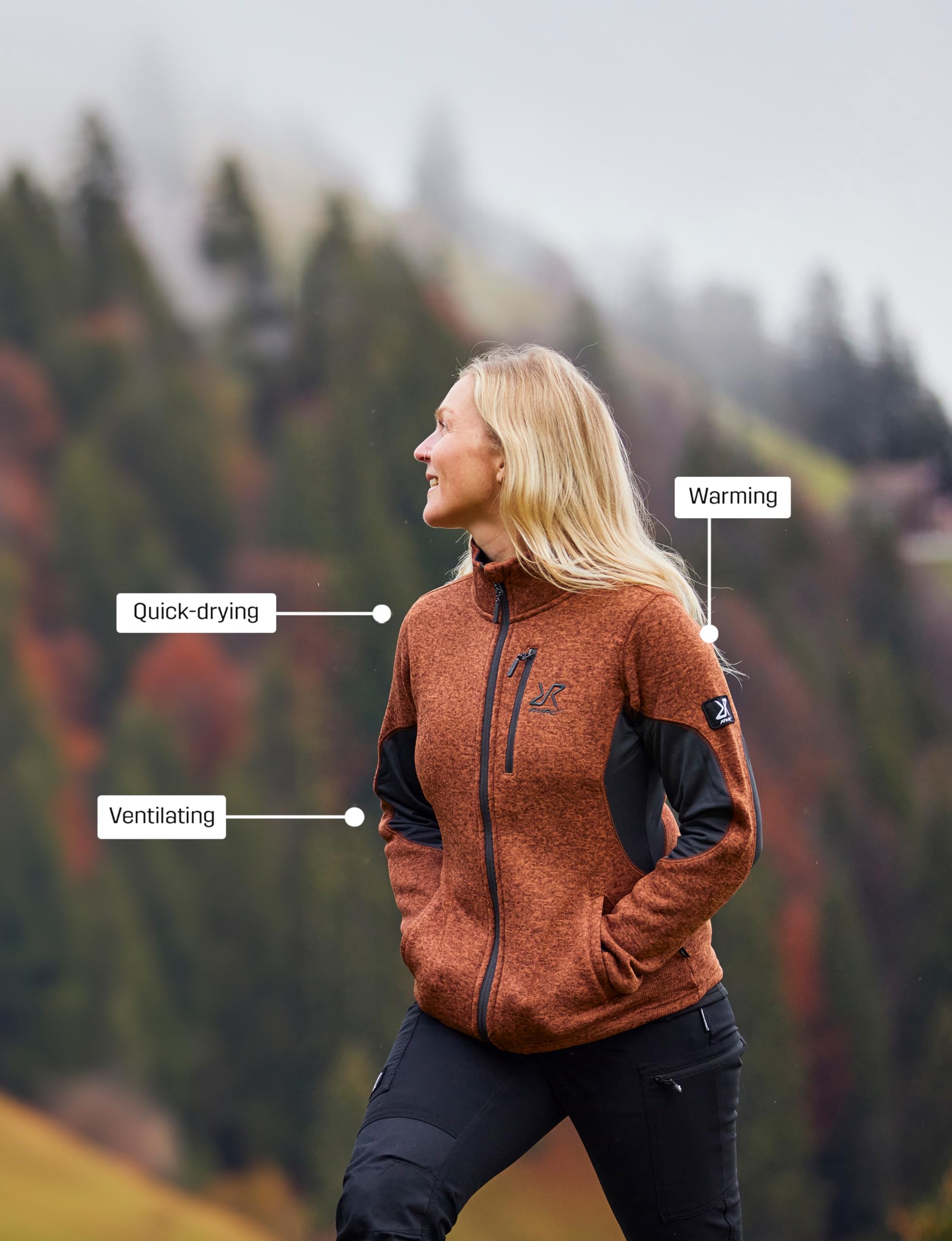 RevolutionRace Women's Fusion Fleece Jacket - Lightweight Warm Winter Outdoor Fleece for Hiking, Camping & Travel | Water-Resistant & Breathable Activewear for Women