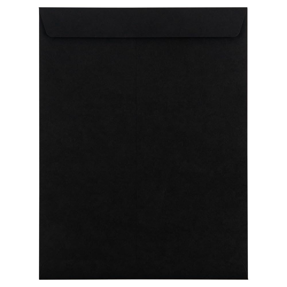LUXPaper 10 x 13 Open End Envelopes - Self Seal Peel & Press Envelopes in Midnight Black | 80lb Premium Text Paper | Pack of 250 | Perfect for Business Mailing, Wedding Invitations & Office Documents