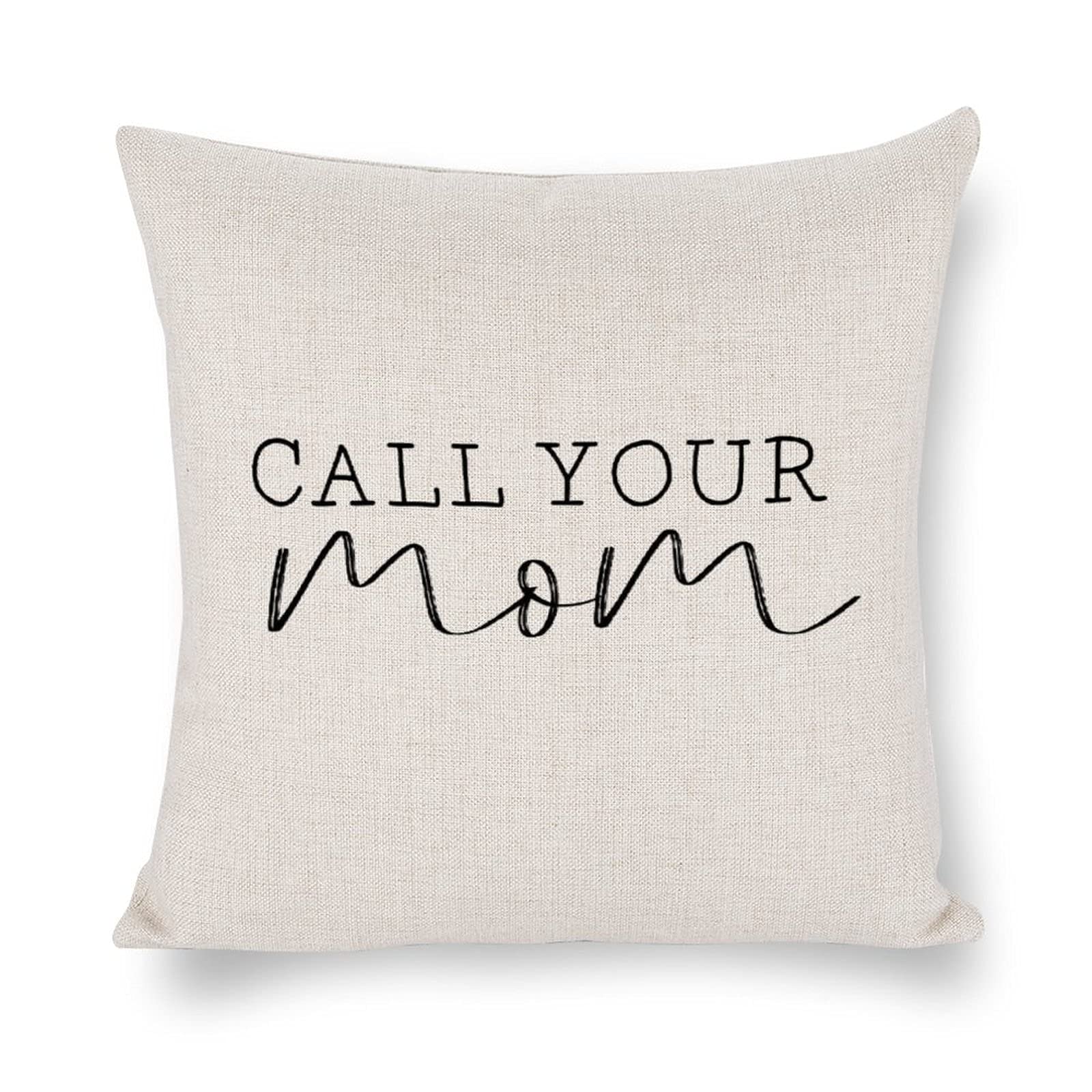 Funny 'Call Your Mom' Cotton Pillow Cover - Vintage Farmhouse Style Gift for Kids, Children & College Students - Perfect for Dorm Rooms, Christmas Decor & Cozy Home Accents