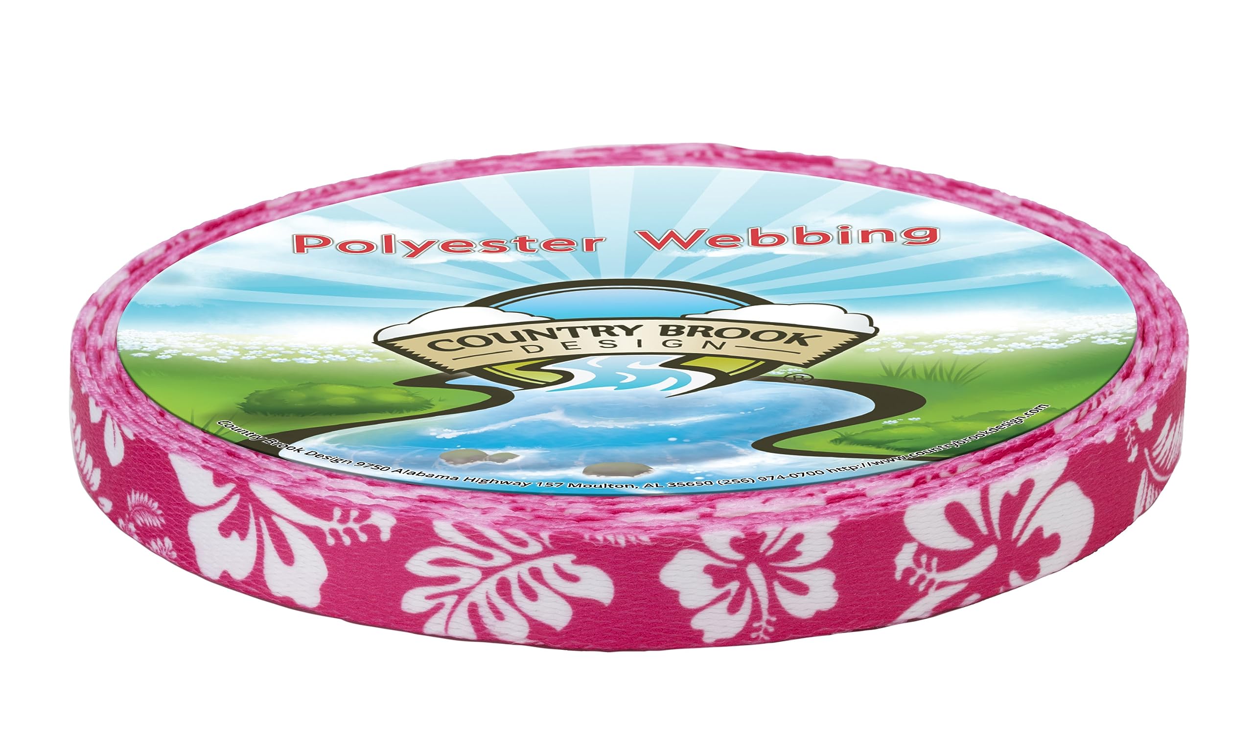 Country Brook Design - Pink Hawaiian Polyester Webbing for DIY Crafts, Dog Collars & Fashion Accessories | Tropical Style Straps for Sewing Projects, Handbags & Beachwear