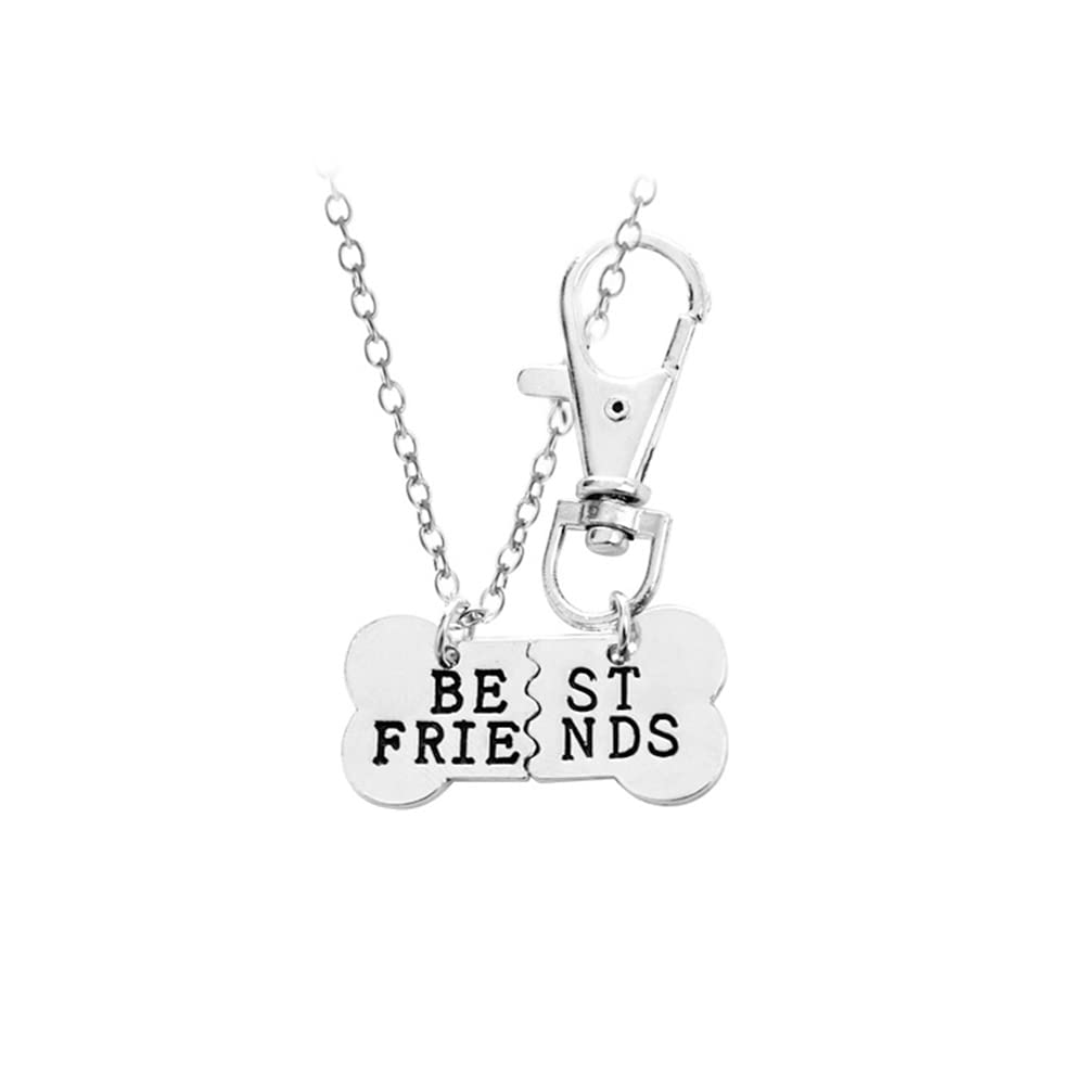 Guqqeuc Best Friend Dog Bone Necklace & Keychain Set - Perfect Christmas, Birthday, and Friendship Gifts for Pet Owners - Ideal for Dog Lovers and Jewelry Enthusiasts