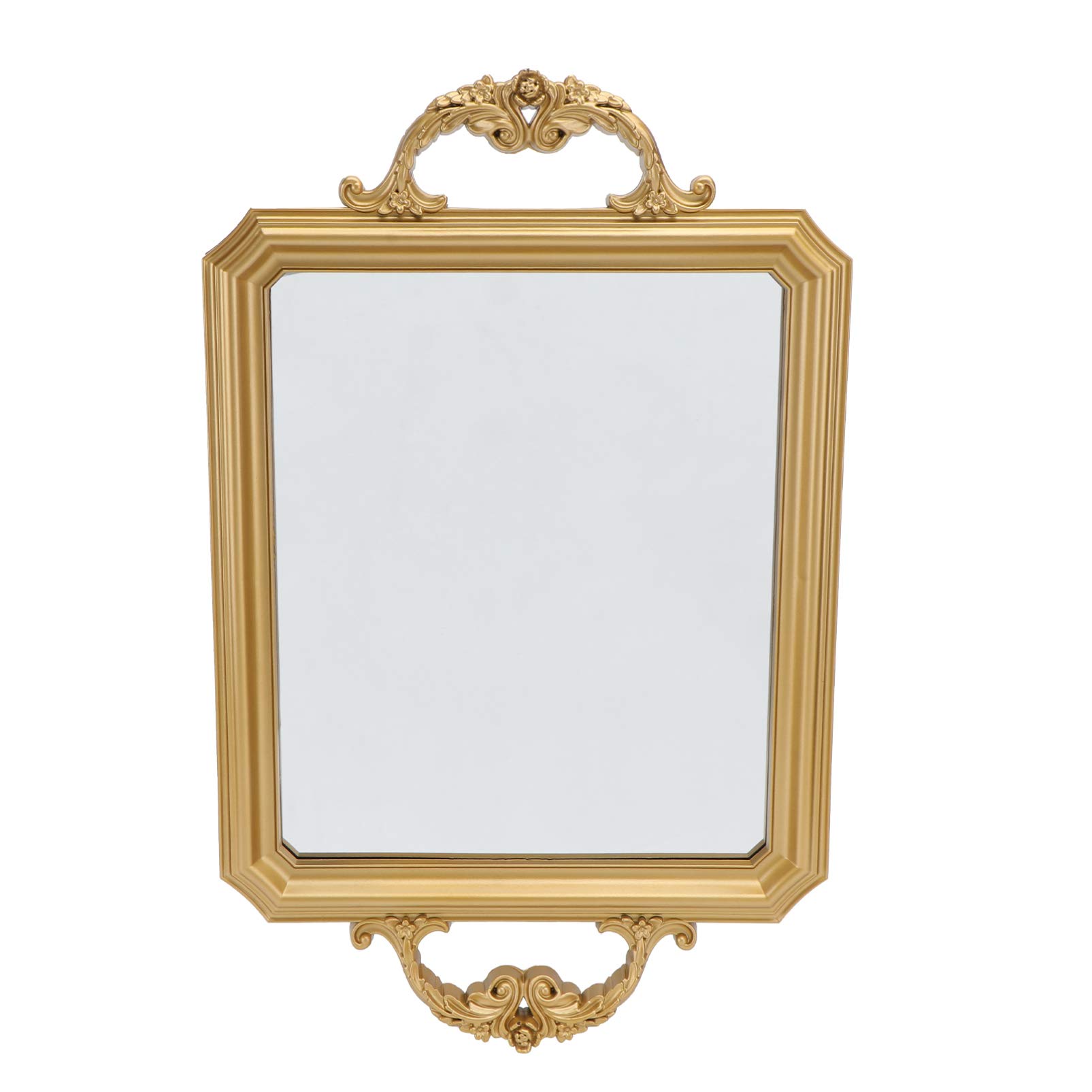 Vintage European Style Decorative Mirror Tray - Gold Makeup Jewelry Organizer & Perfume Display Plate for Bathroom Vanity, Coffee Table, and Home Decor | Perfect for Cosmetics Storage, Jewelry Display, and Elegant Dessert Serving