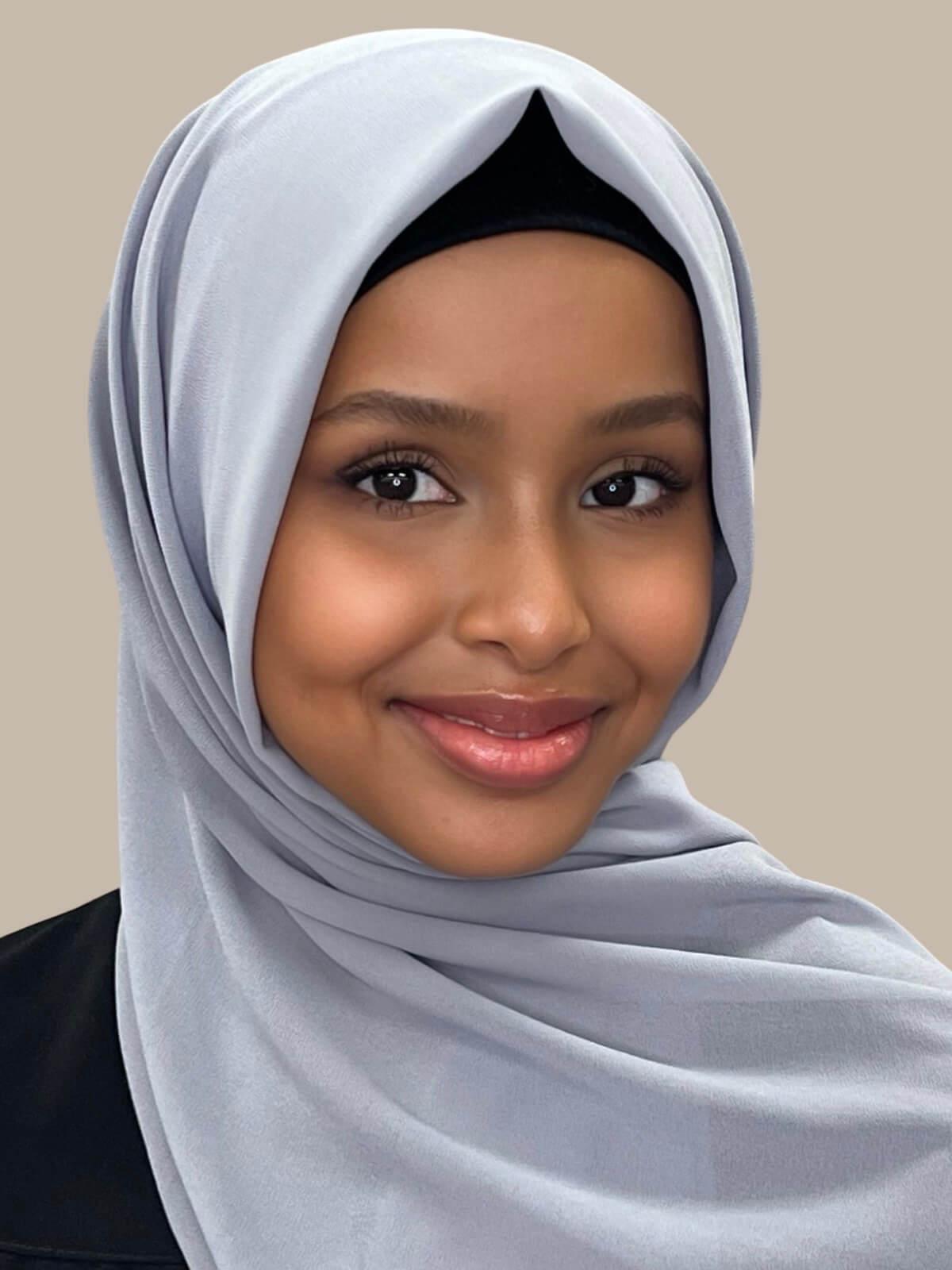 Elegant Slate Grey Chiffon Hijab - Soft & Breathable Scarf for Women - Perfect for Daily Wear, Prayer, and Special Occasions
