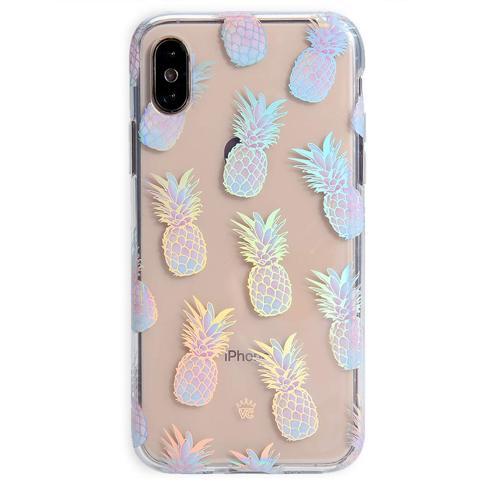 VELVET CAVIAR iPhone Xs & iPhone X Clear Protective Case - Cute Holographic Pineapple Design for Women & Girls | Shockproof Slim Cover for Everyday Use, Travel & Work