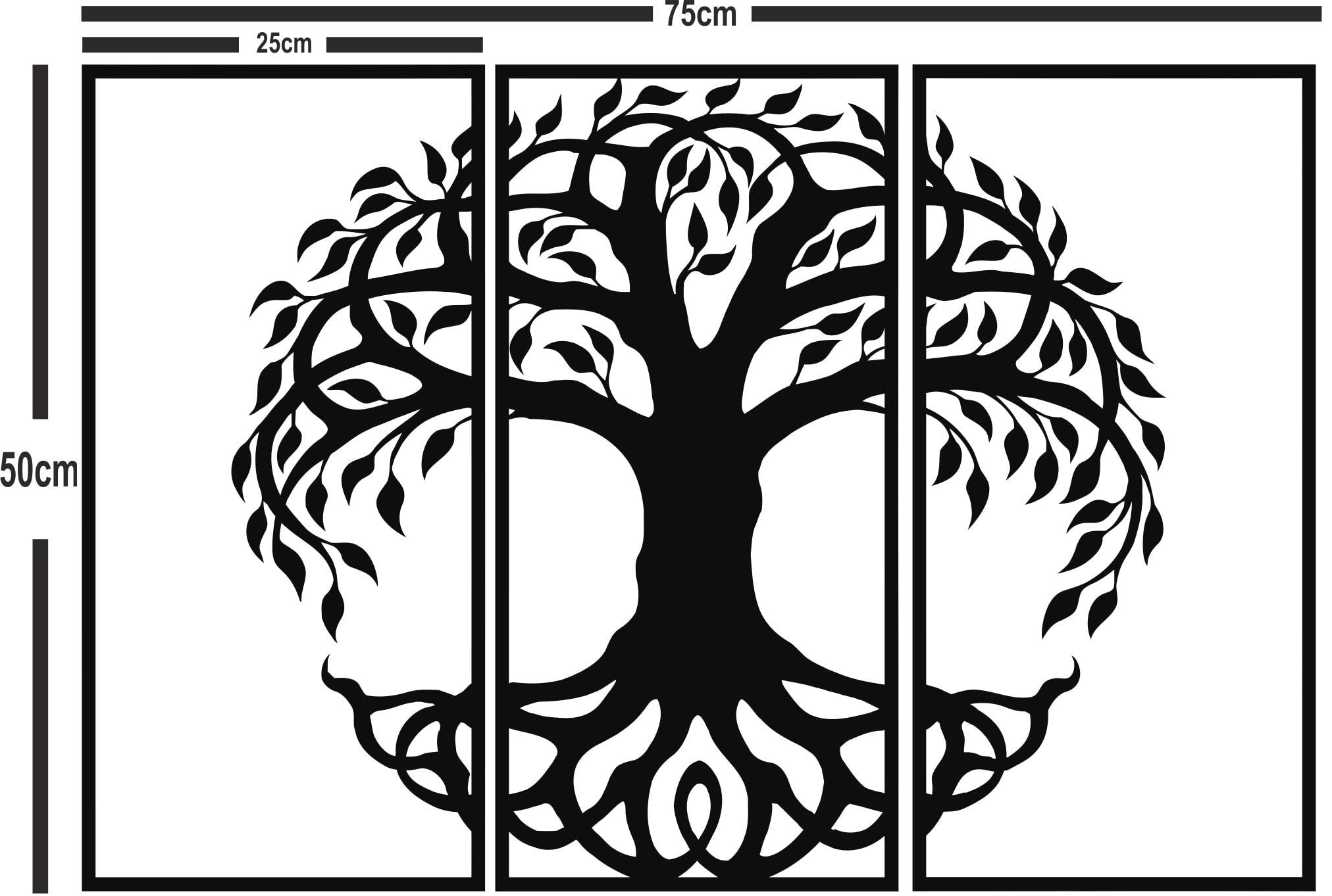 DEKADRON Tree of Life Metal Wall Art - 3 Panel Family Tree Sign for Home Decor (43