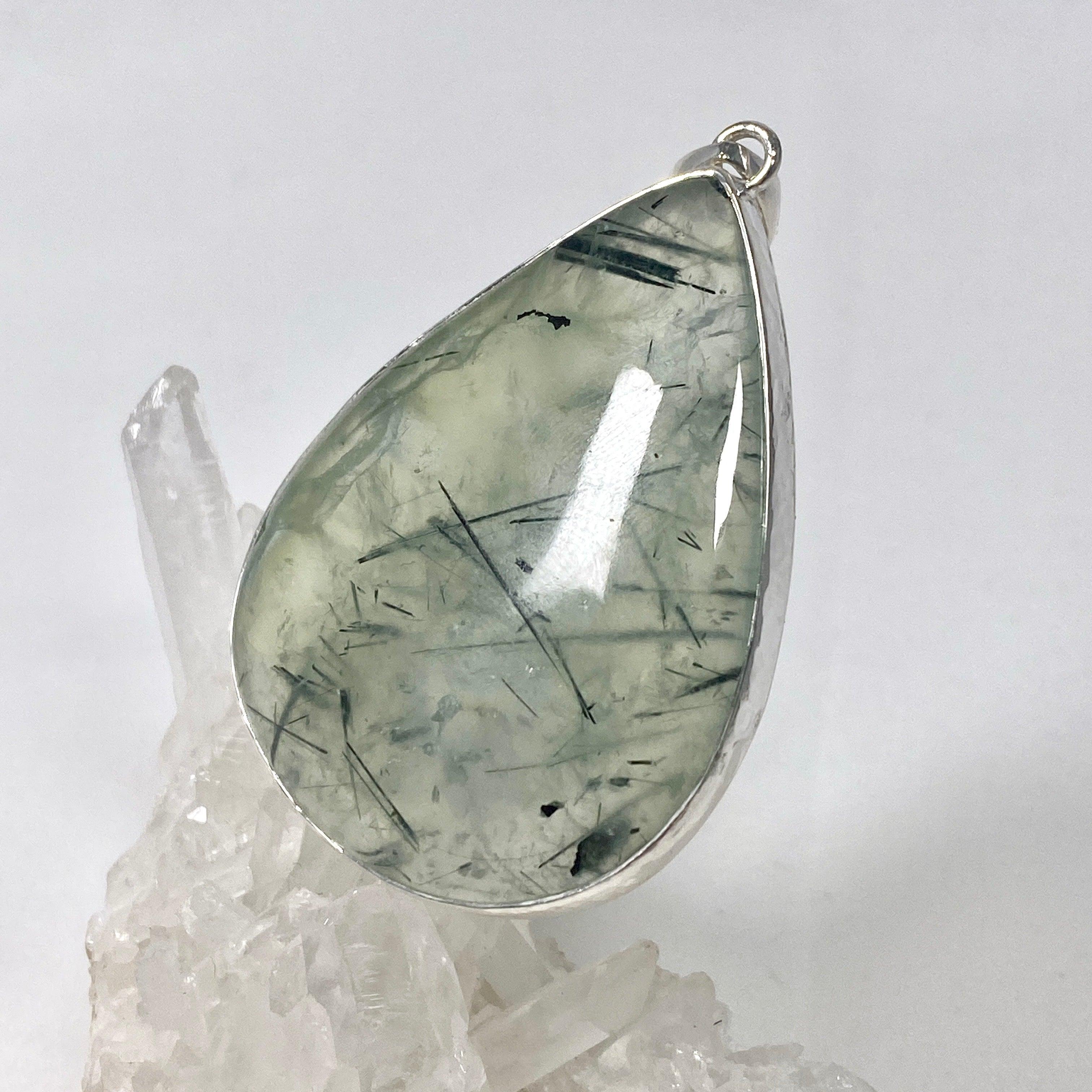 Natural Prehnite Teardrop Pendant Necklace - KPGJ3769 | Healing Crystal Jewelry for Meditation, Energy Balancing & Spiritual Gifts