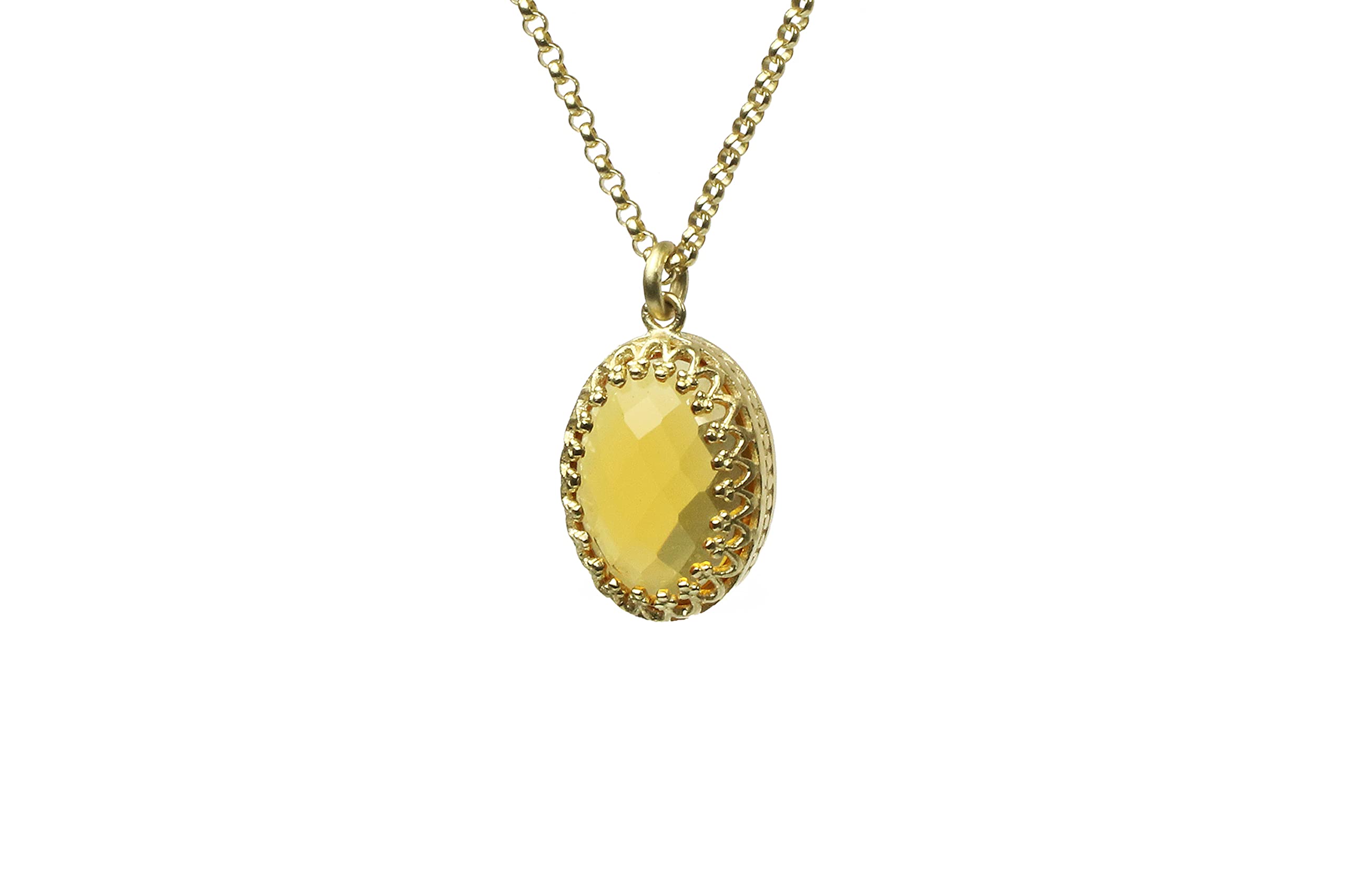 Vintage Style Citrine Victorian Necklace - 14K Gold Plated November Birthstone Pendant - Handmade Layering Necklace for Women - Customizable Chain Length | Perfect for Birthday Gifts, Anniversary, Mother's Day & Everyday Elegance