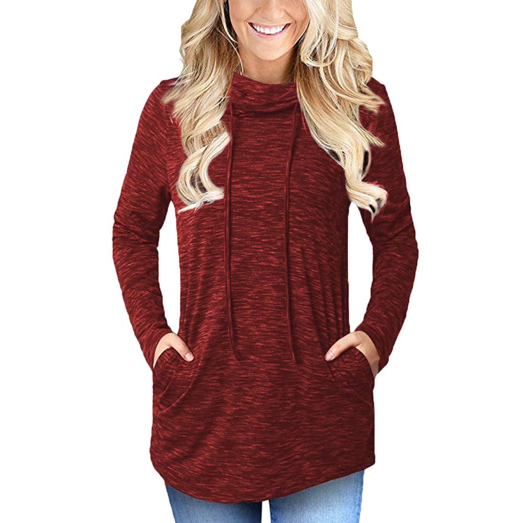 Women's Lightweight Casual Long Sleeve Cowl Neck Tunic Sweatshirt with Pockets - Perfect for Layering, Workwear & Everyday Comfort