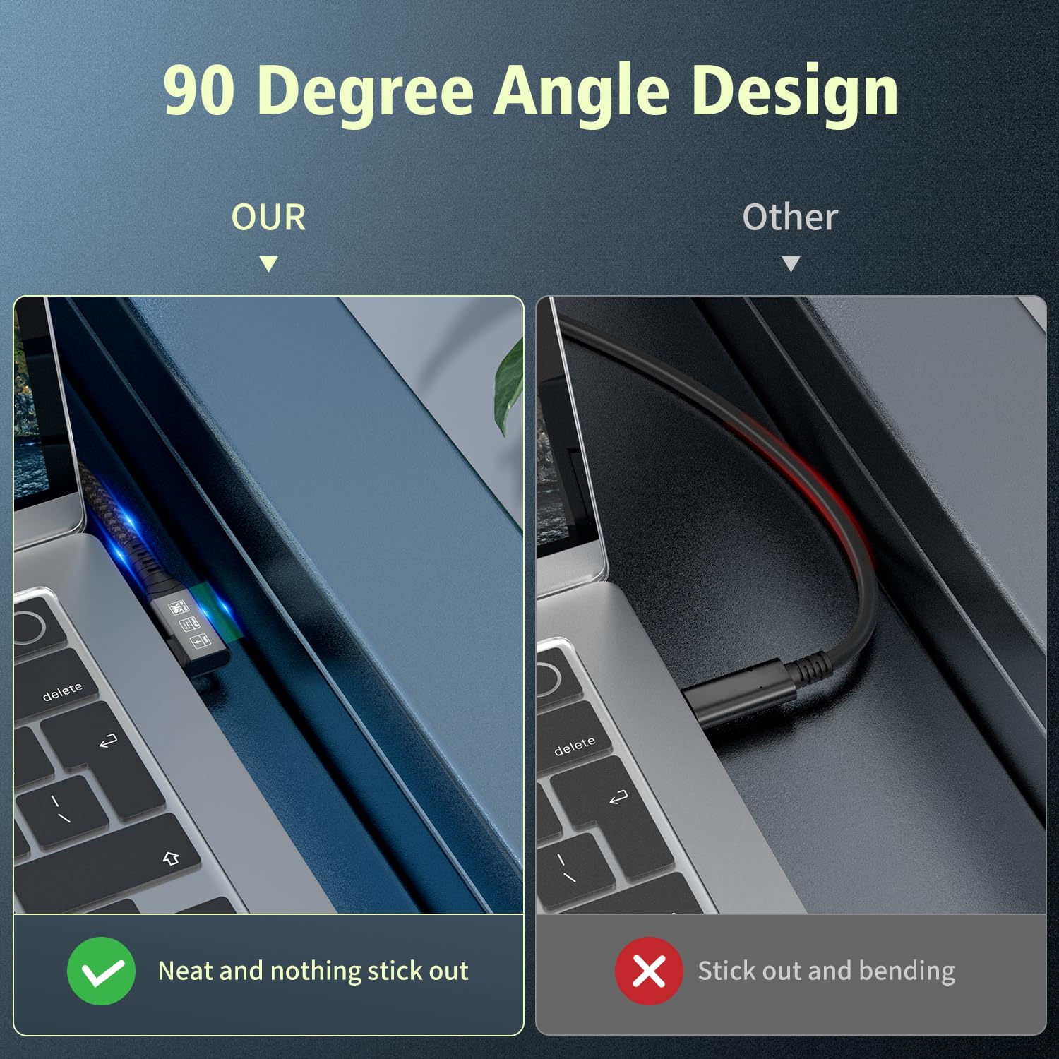 20Gbps USB C 3.2 Gen 2x2 Cable - 90 Degree Right Angle 4K@60Hz UHD Video, 240W PD3.1 Fast Charging Cord with E-Marker - Compatible with Thunderbolt 3/4, iPhone 15 Pro, MacBook (0.5M) - Perfect for Gaming, VR Headsets & High-Speed Data Transfer