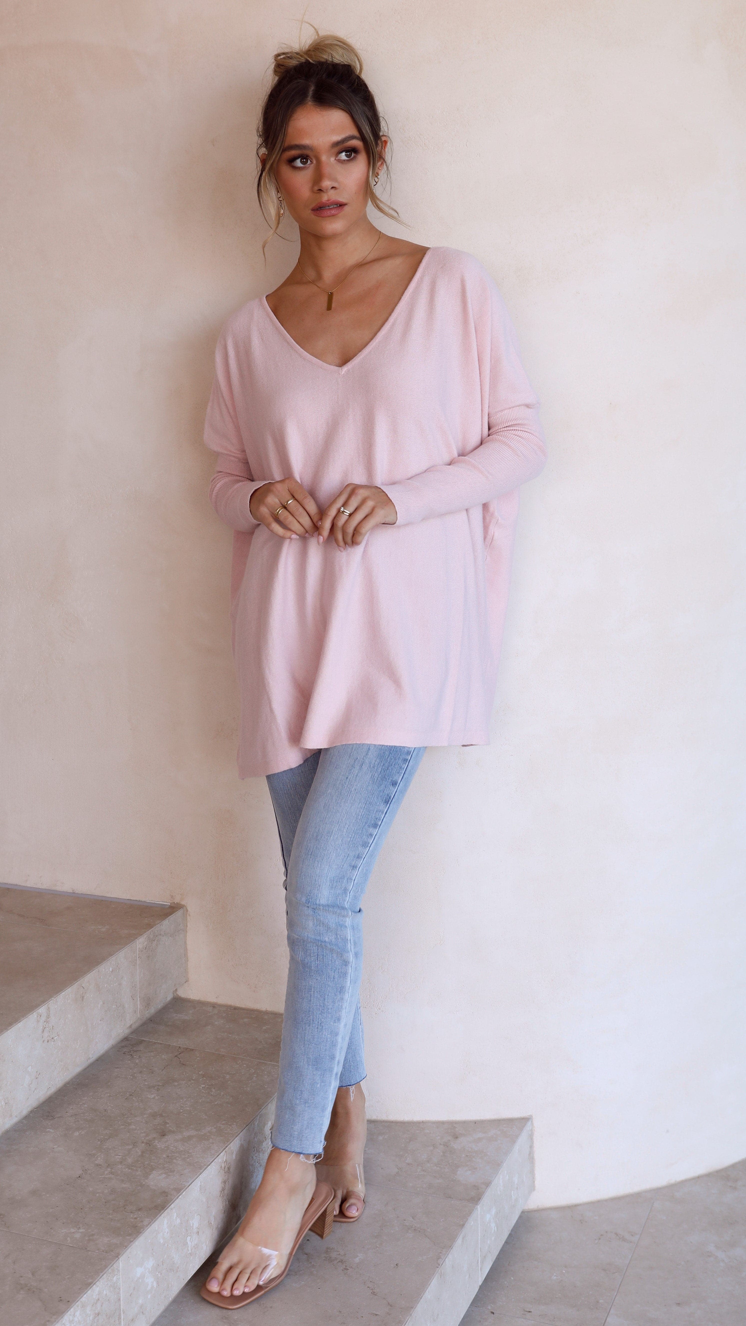 Amalia Knit Top for Women - Soft Blush Pink Casual T-Shirt | Perfect for Everyday Wear, Layering & Office Outfits
